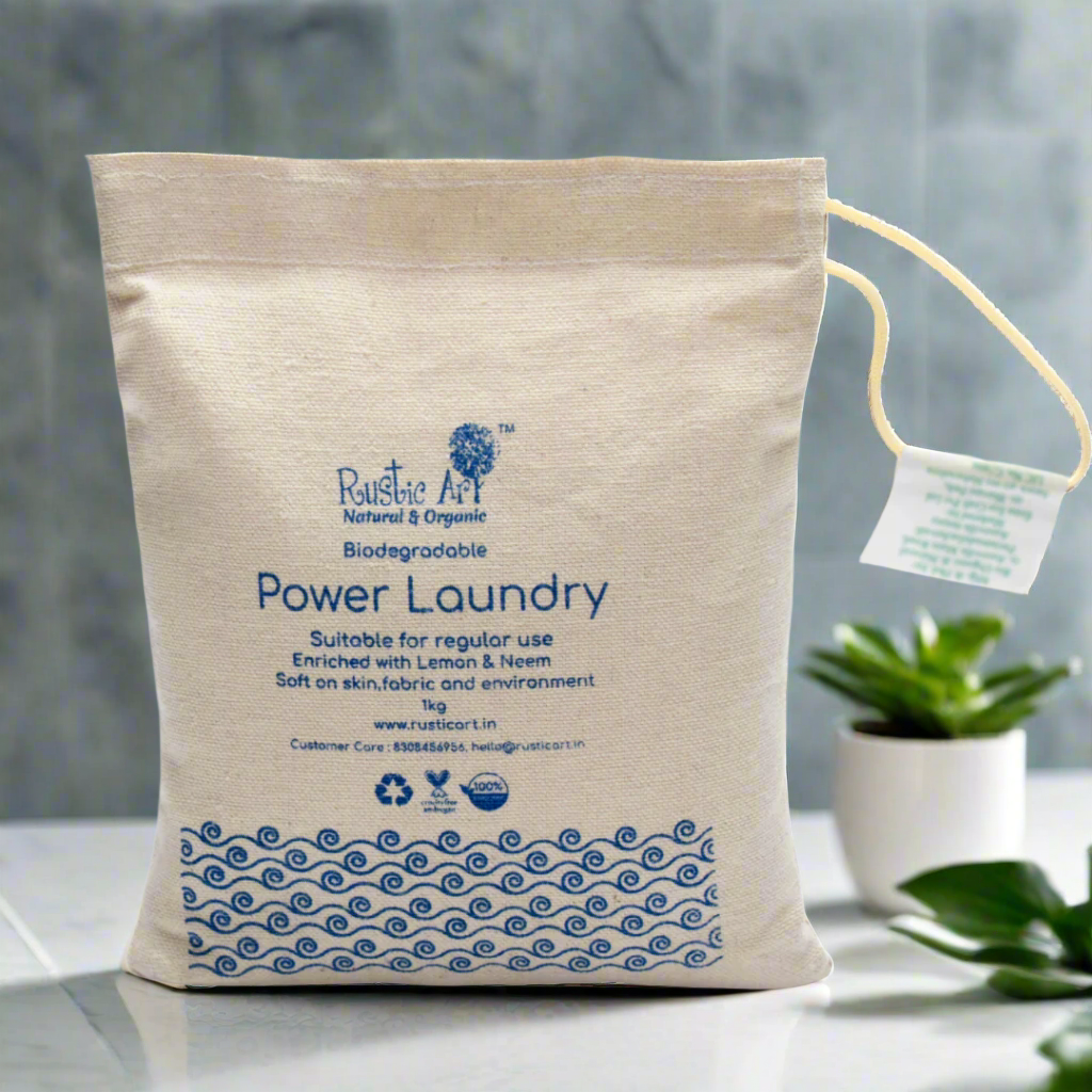 Power Laundry Detergent  (1 kg)| Neem & Coconut Oil Soap | Biodegradable & Water Efficient, Rustic Home
