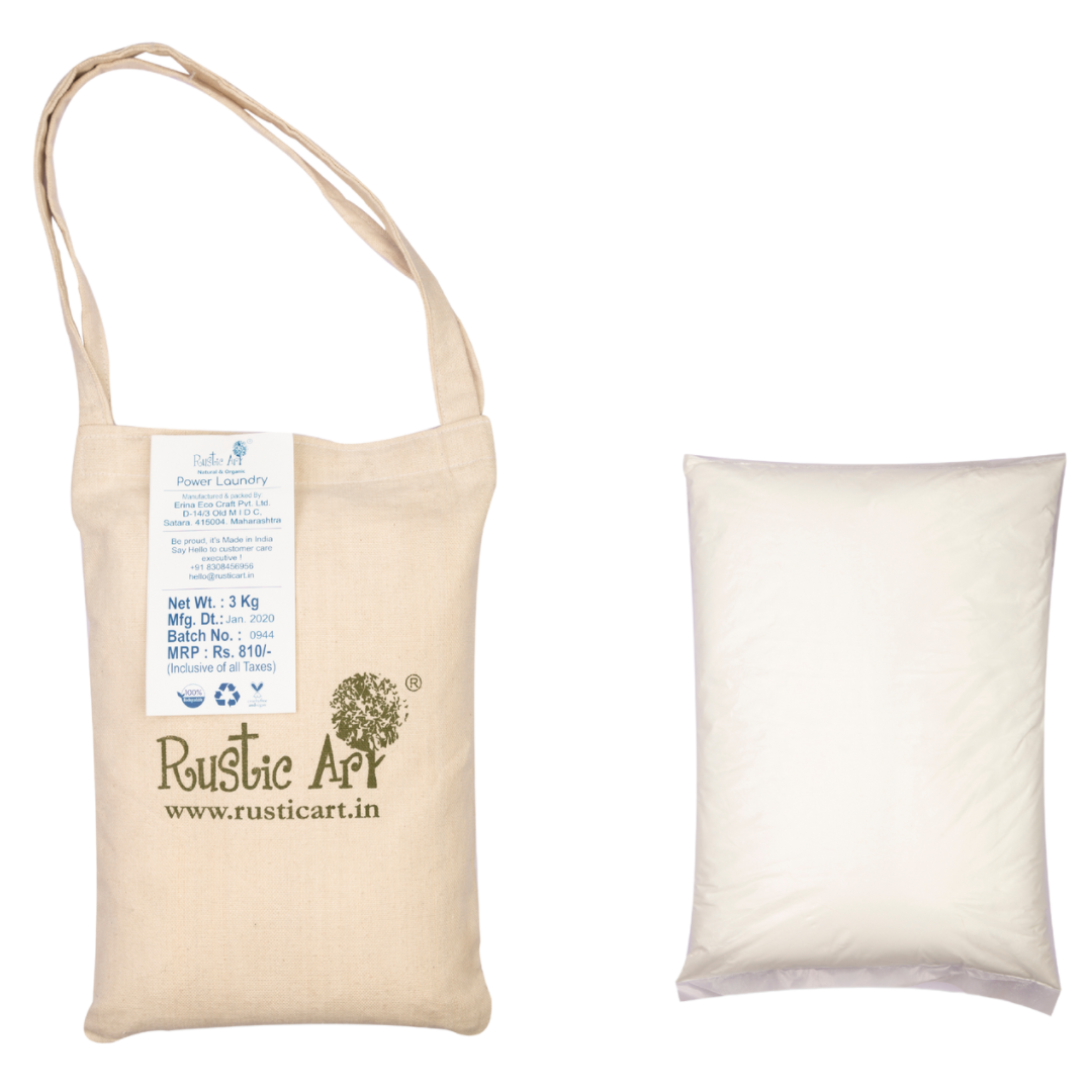 Power Laundry Detergent (3 kg)| Neem & Coconut Oil Soap | Biodegradable & Water Efficient, Rustic Home