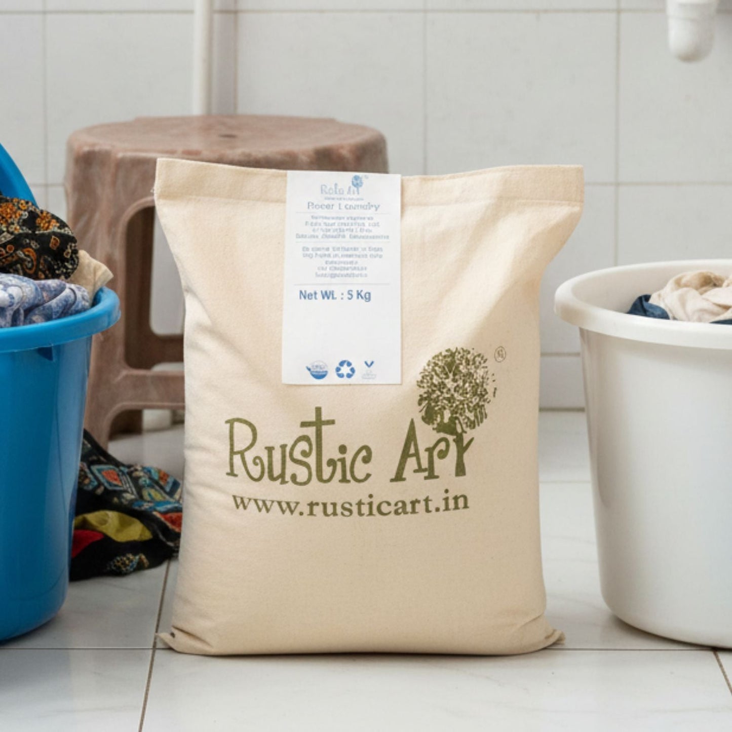 Power Laundry Detergent(5 kg) | Neem & Coconut Oil Soap | Biodegradable & Water Efficient, Rustic Home