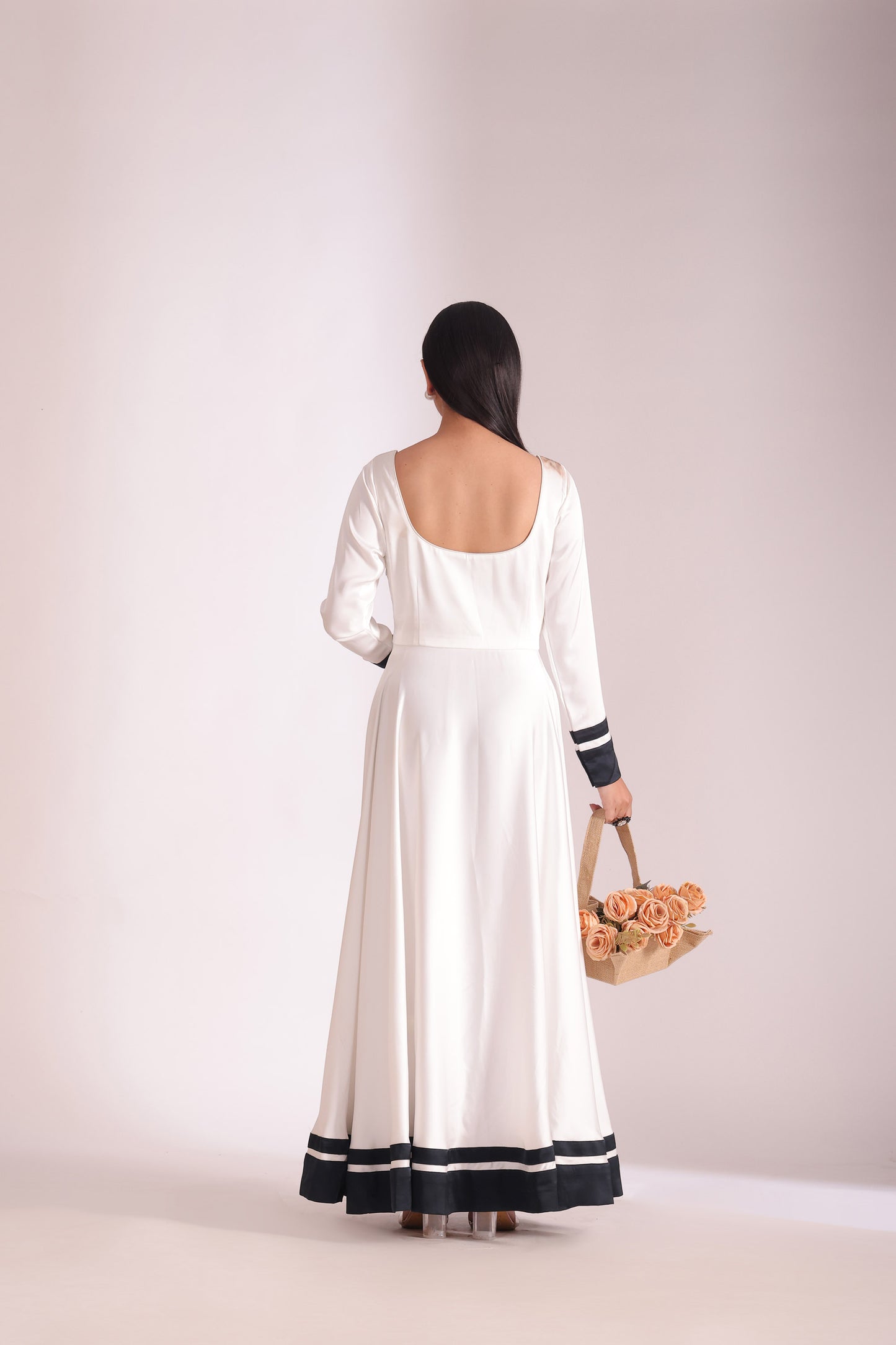 Jhalak White Embroidered Satin Anarkali With Chooridar And Dupatta