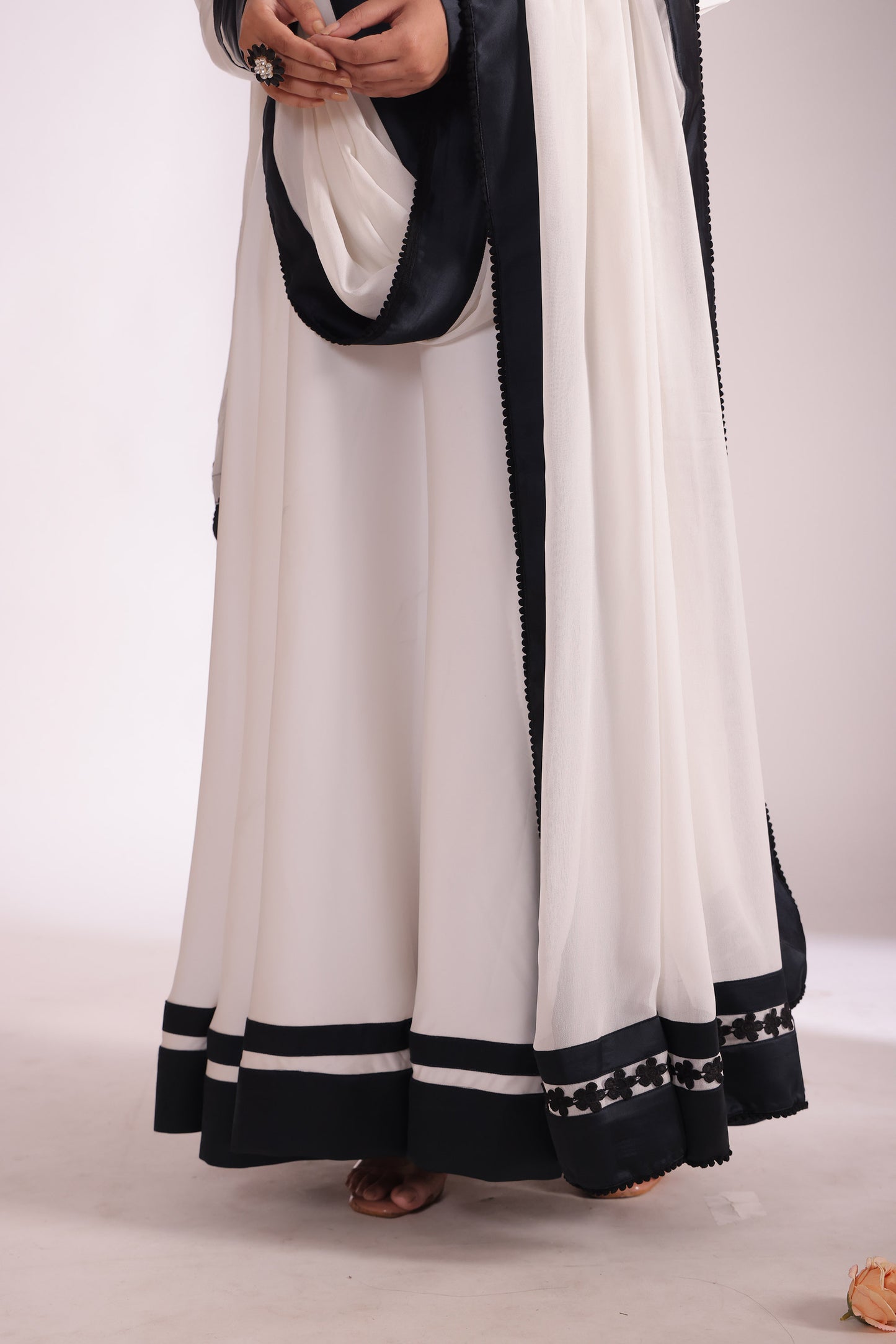 Jhalak White Embroidered Satin Anarkali With Chooridar And Dupatta