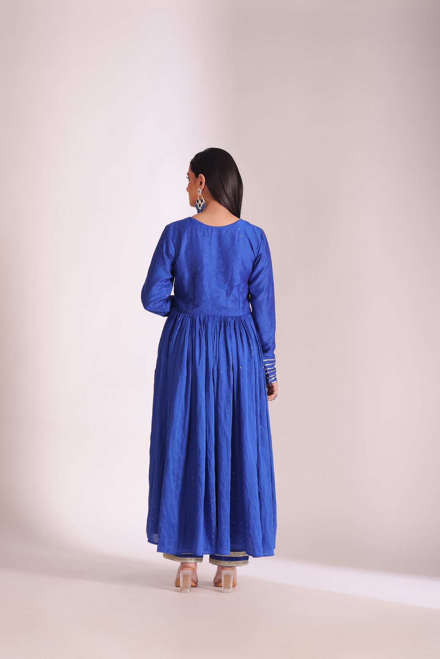 Mastani Blue Embroidered Chanderi Anarkali And Pant With Dupatta