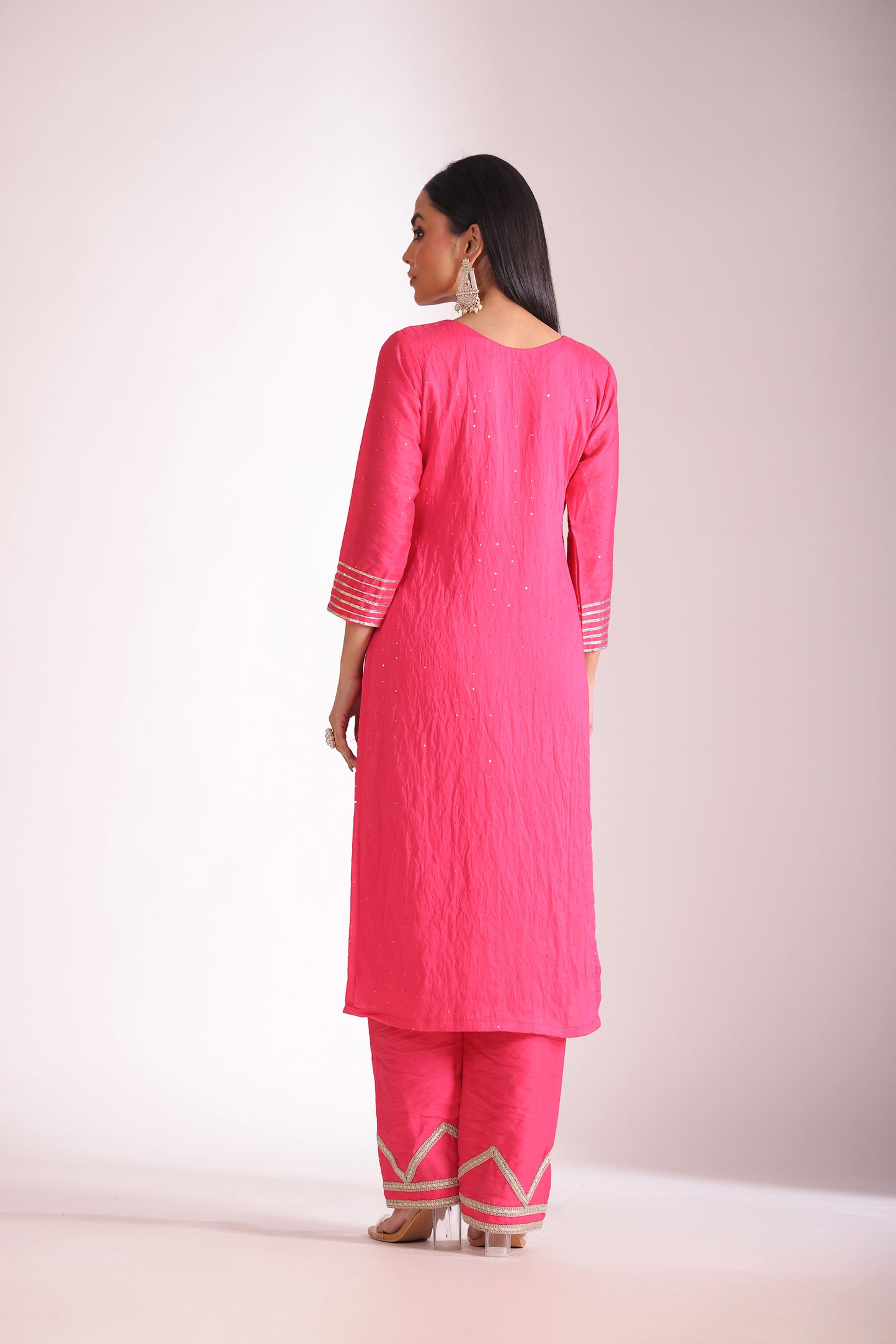 Mastani Fuschia Embroidered  Chanderi Kurta And Pant With Dupatta