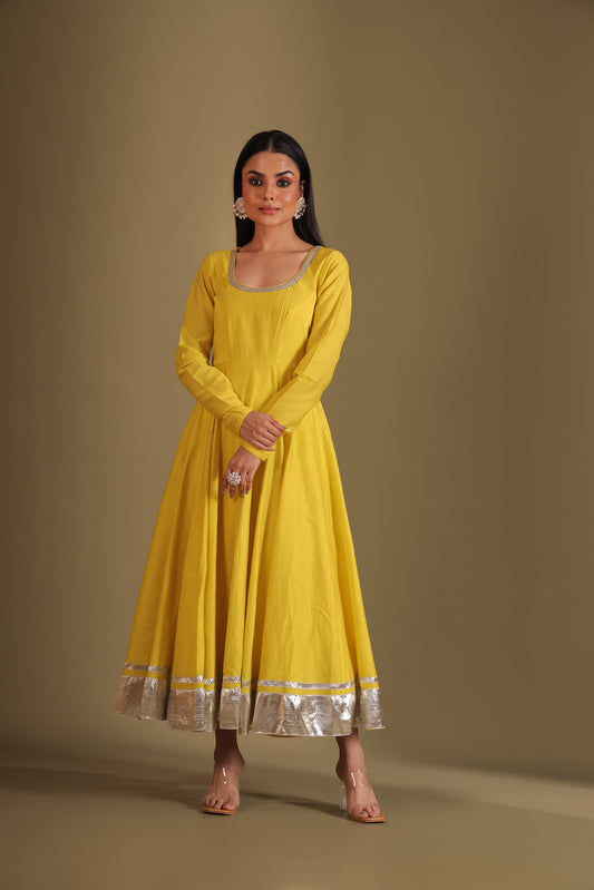 Mastani Sunshine Embroidered Chanderi Anarkali And Chooridar With Dupatta