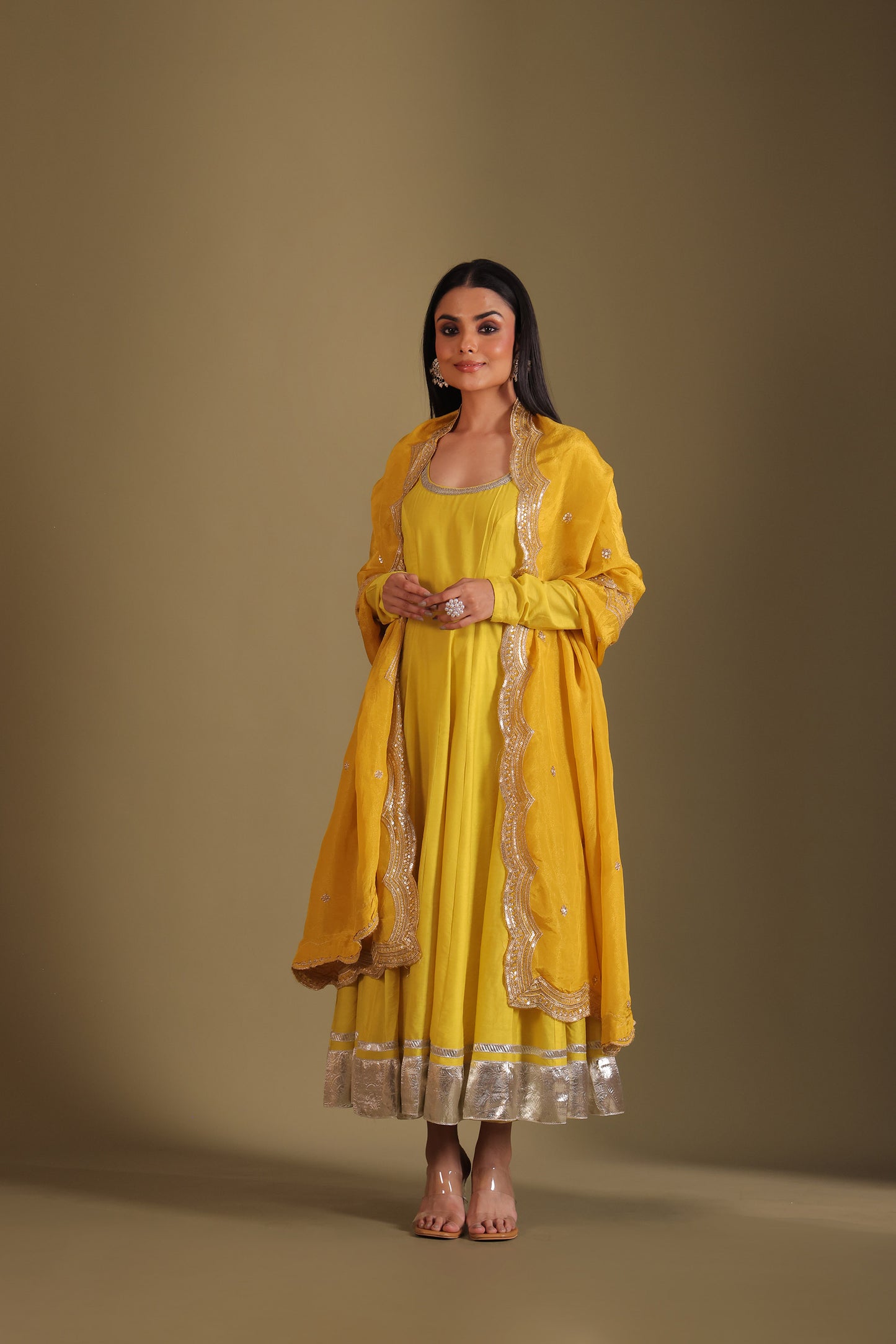 Mastani Sunshine Embroidered Chanderi Anarkali And Chooridar With Dupatta