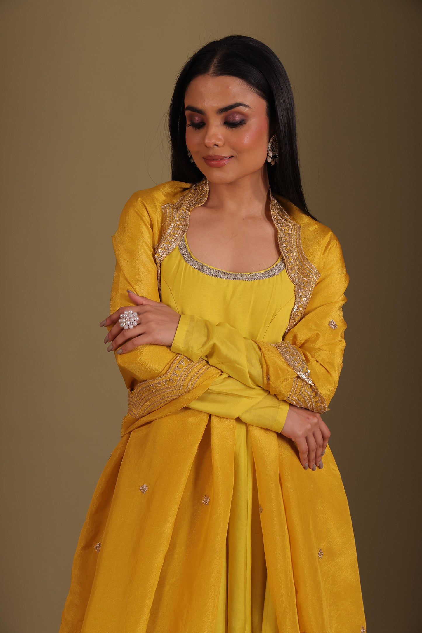 Mastani Sunshine Embroidered Chanderi Anarkali And Chooridar With Dupatta