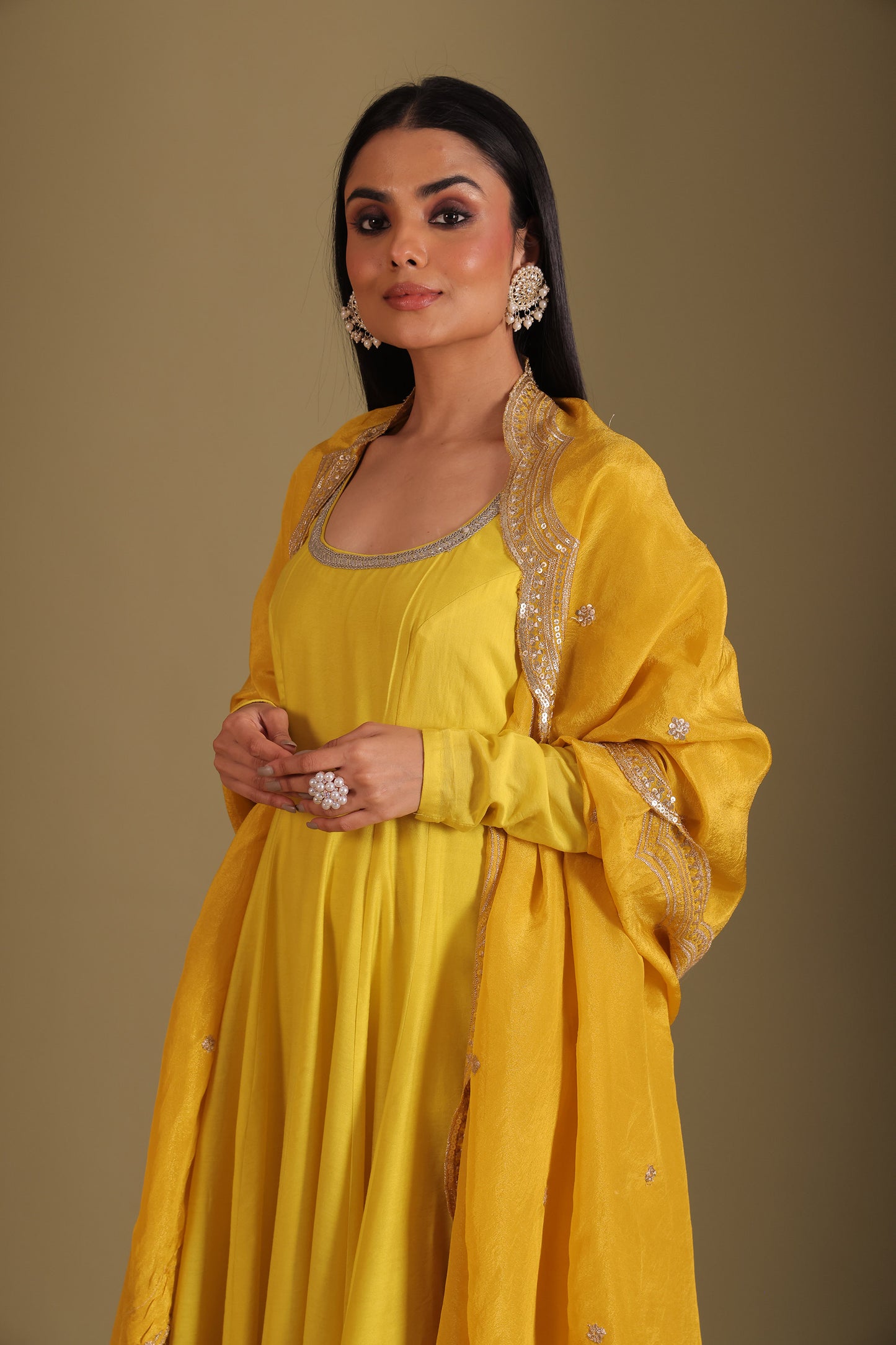 Mastani Sunshine Embroidered Chanderi Anarkali And Chooridar With Dupatta