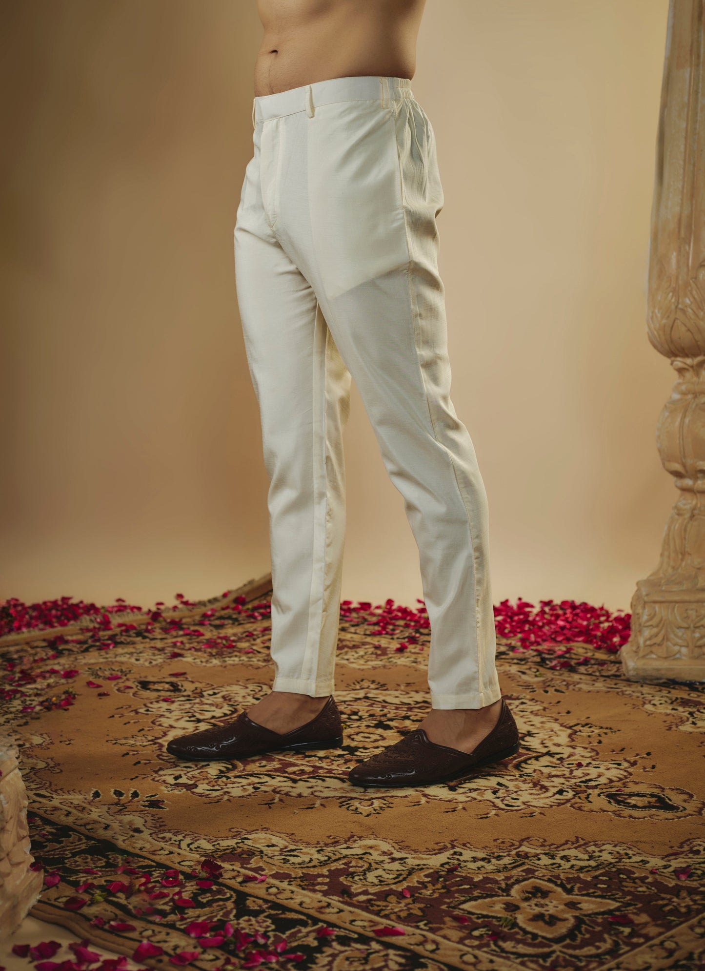 White pink ombre lucknowi art silk mirror embellished kurta jacket set