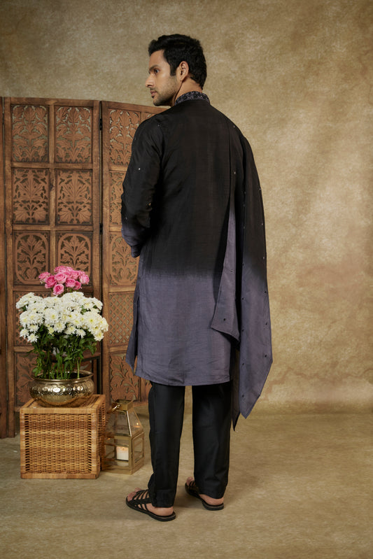 OMBRE MIDNIGHT PURPLE MIRROR AND RESHAM SILK KURTA SET
