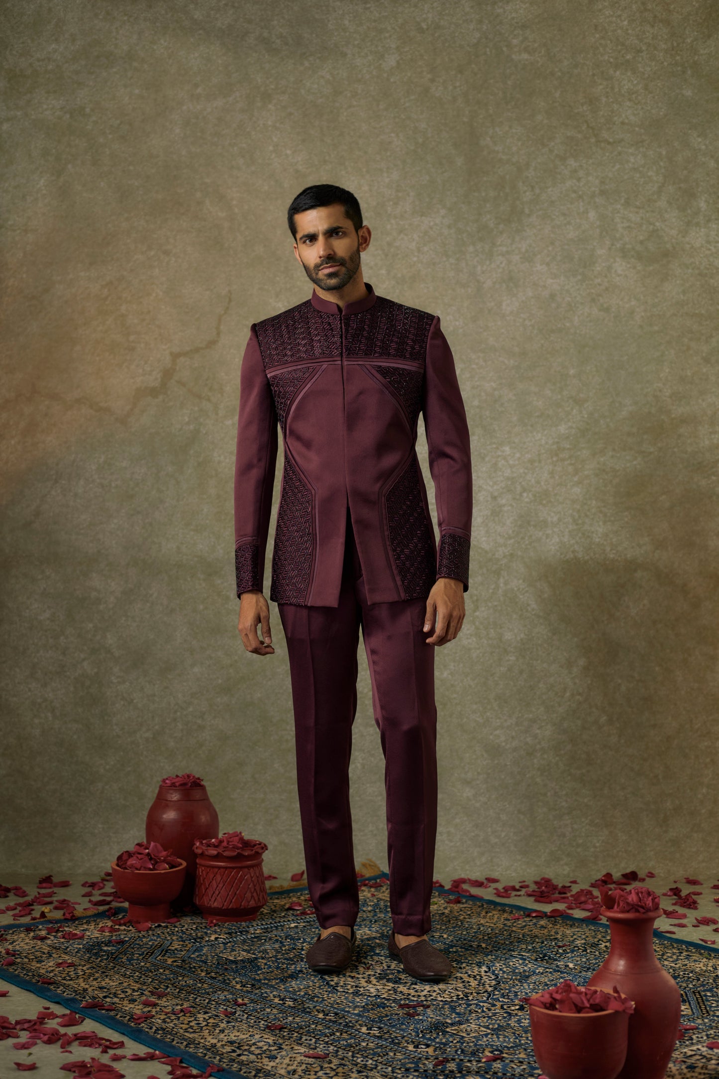 Red wine Imported Japanese Jodhpuri set