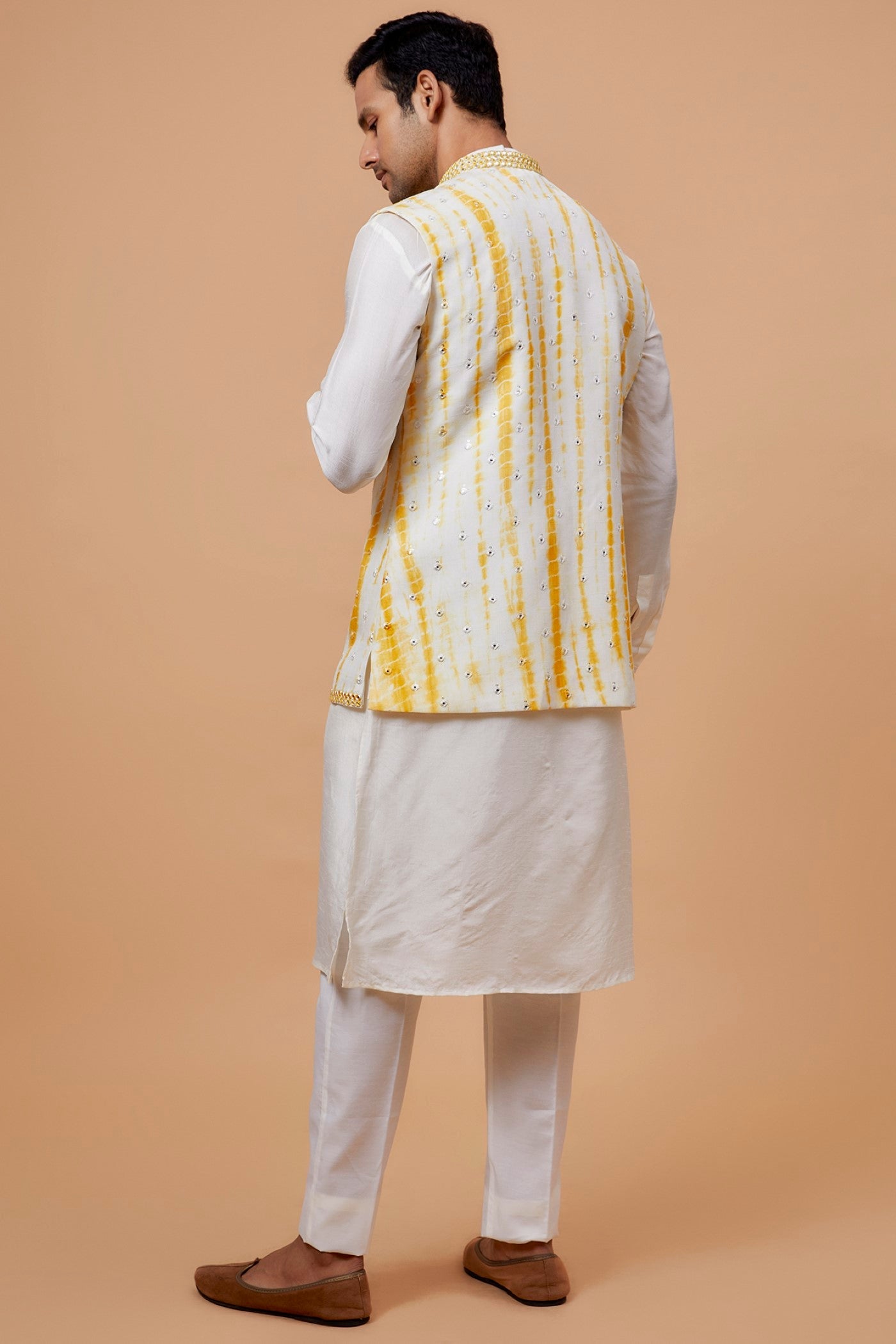 Yellow Silk Tie-Dye Bundi Set