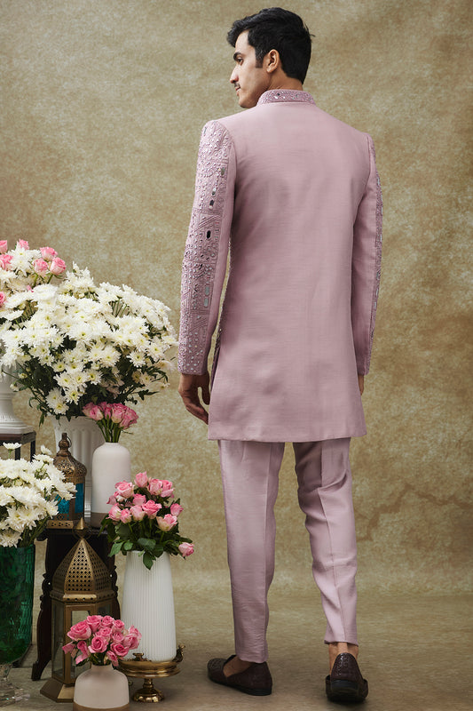 Purple Splendid Silk Indo Western Set