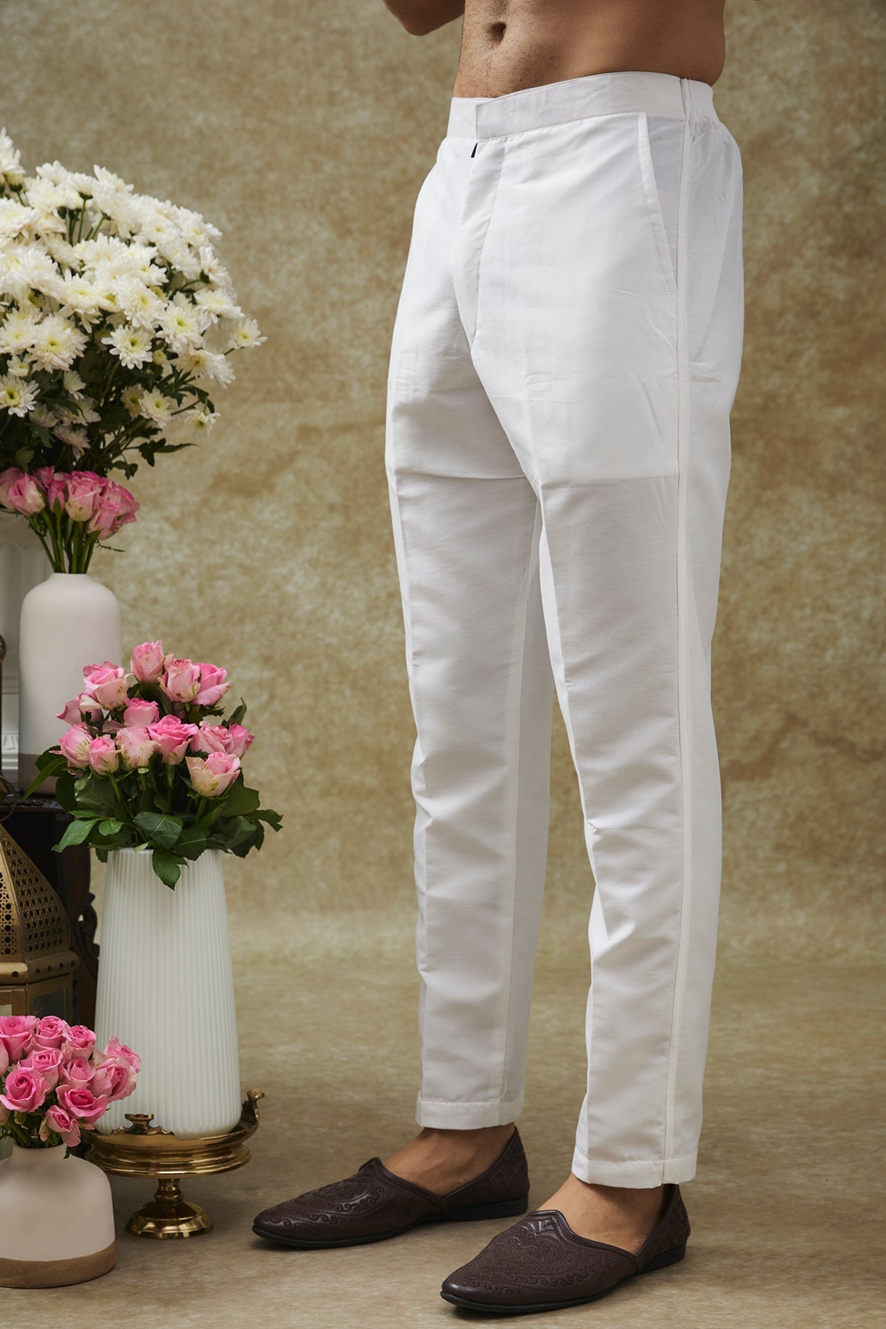 White Lucknowi Sherwani Set