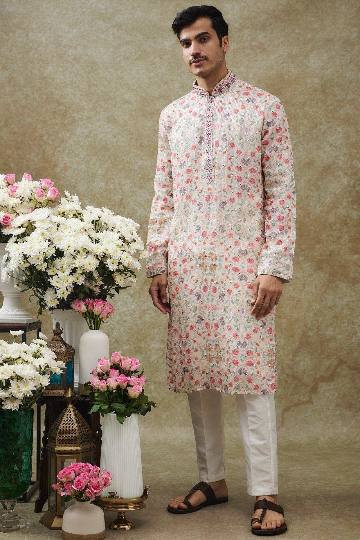 Multicoloured Lucknowi Kurta Set
