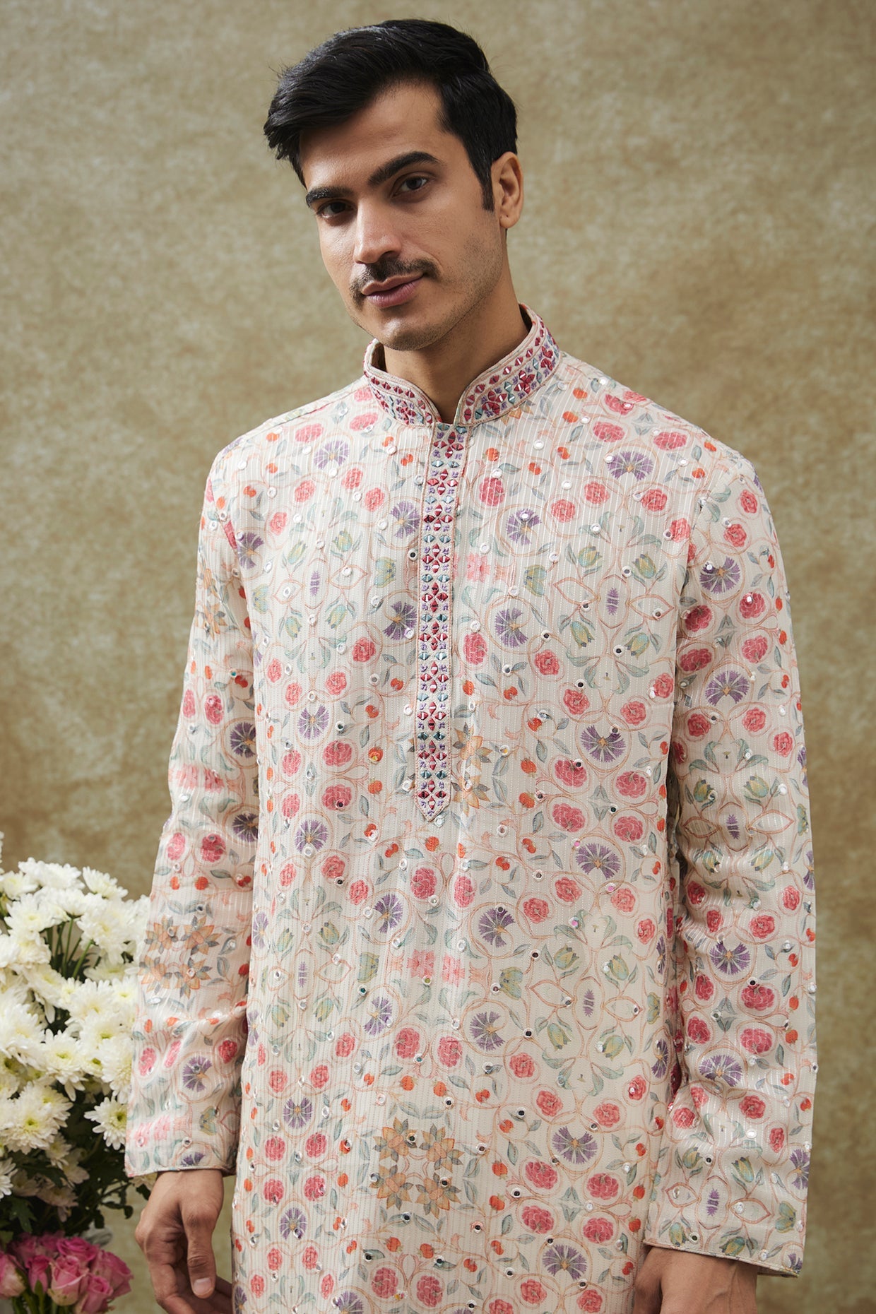 Multicoloured Lucknowi Kurta Set