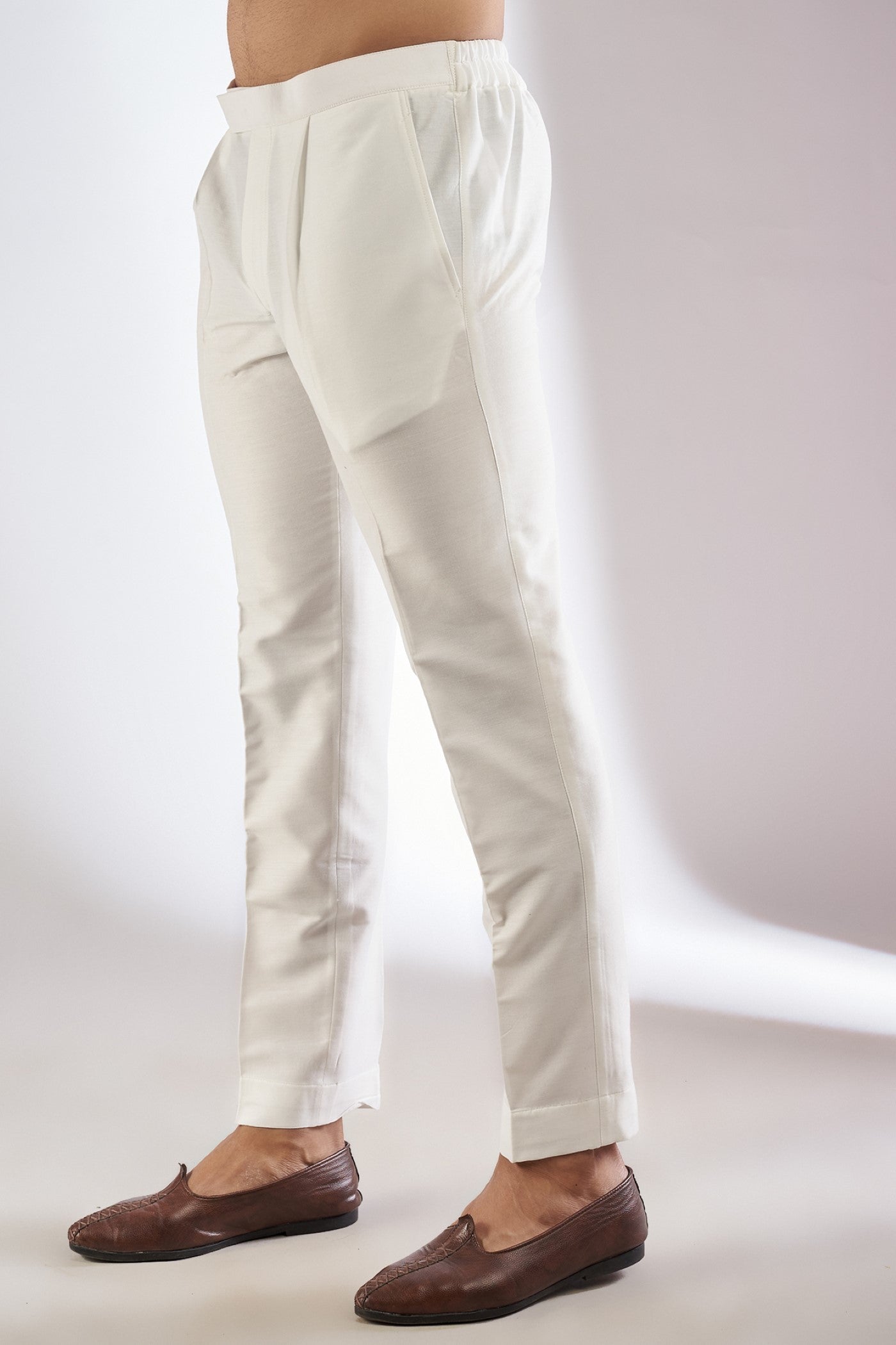 Cream Silk Embroidered Indowestern Set