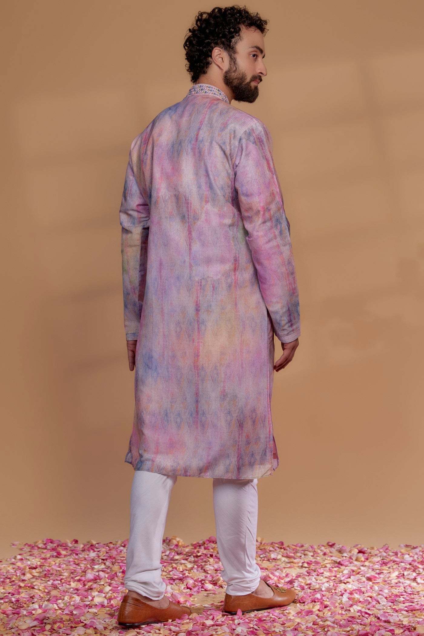 Multi-Colored Silk Printed Kurta Set