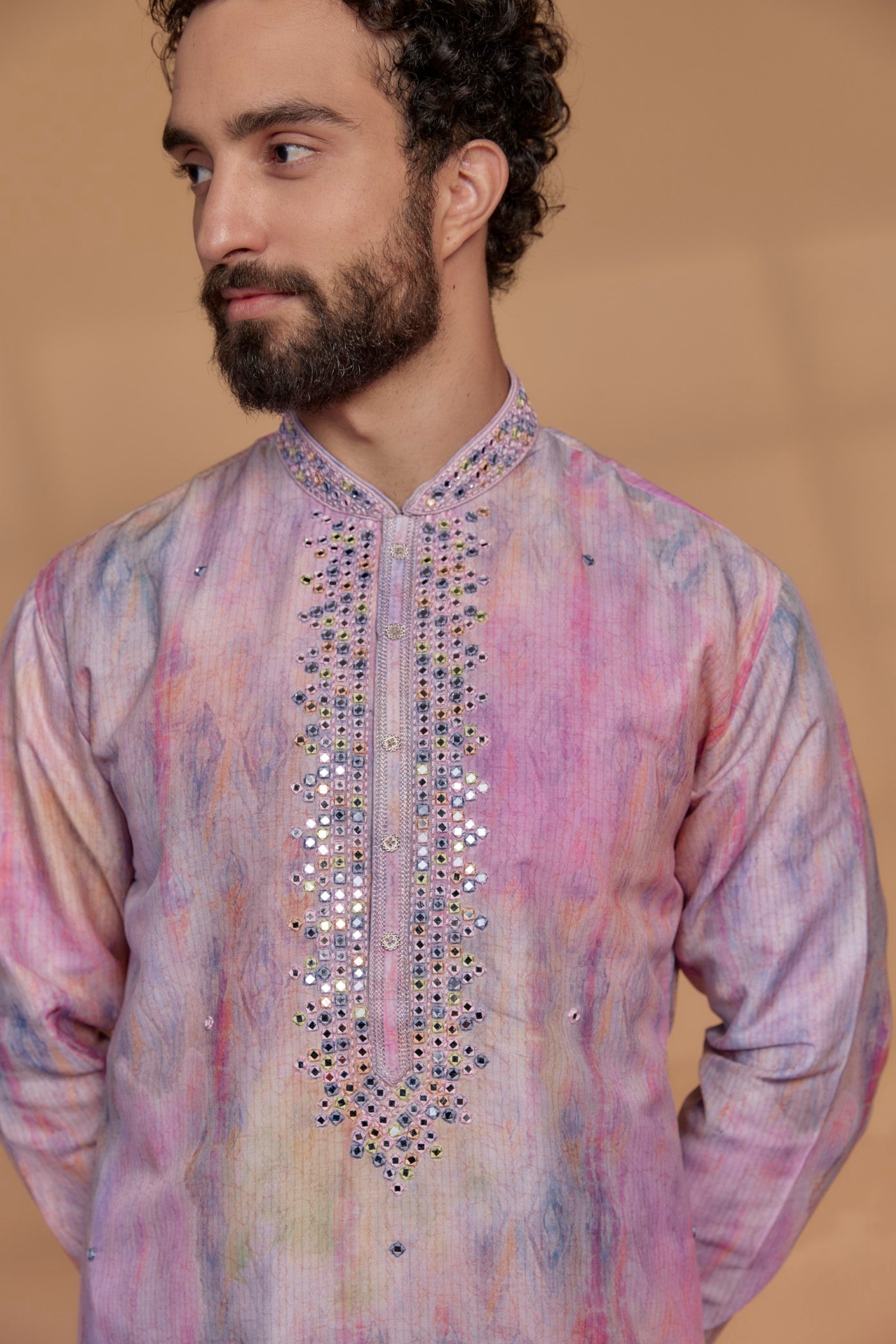 Multi-Colored Silk Printed Kurta Set
