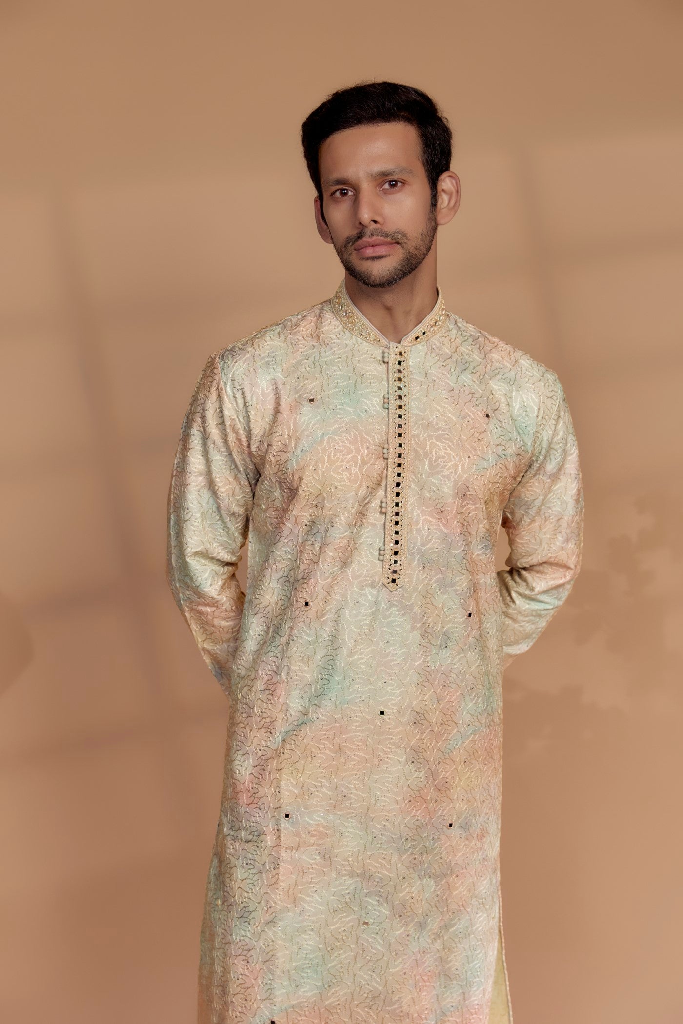 Multi-Colored Silk Kurta Set