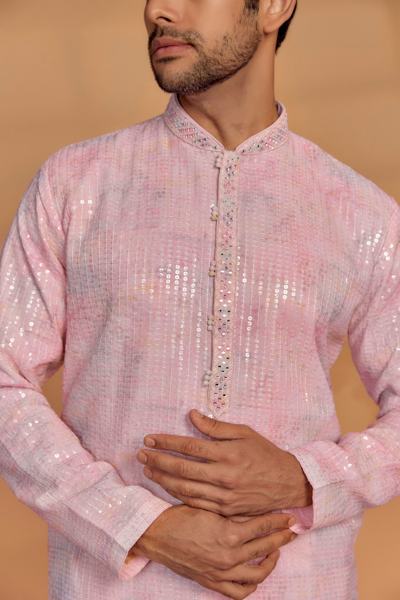 Light Pink Georgette Printed Kurta Set