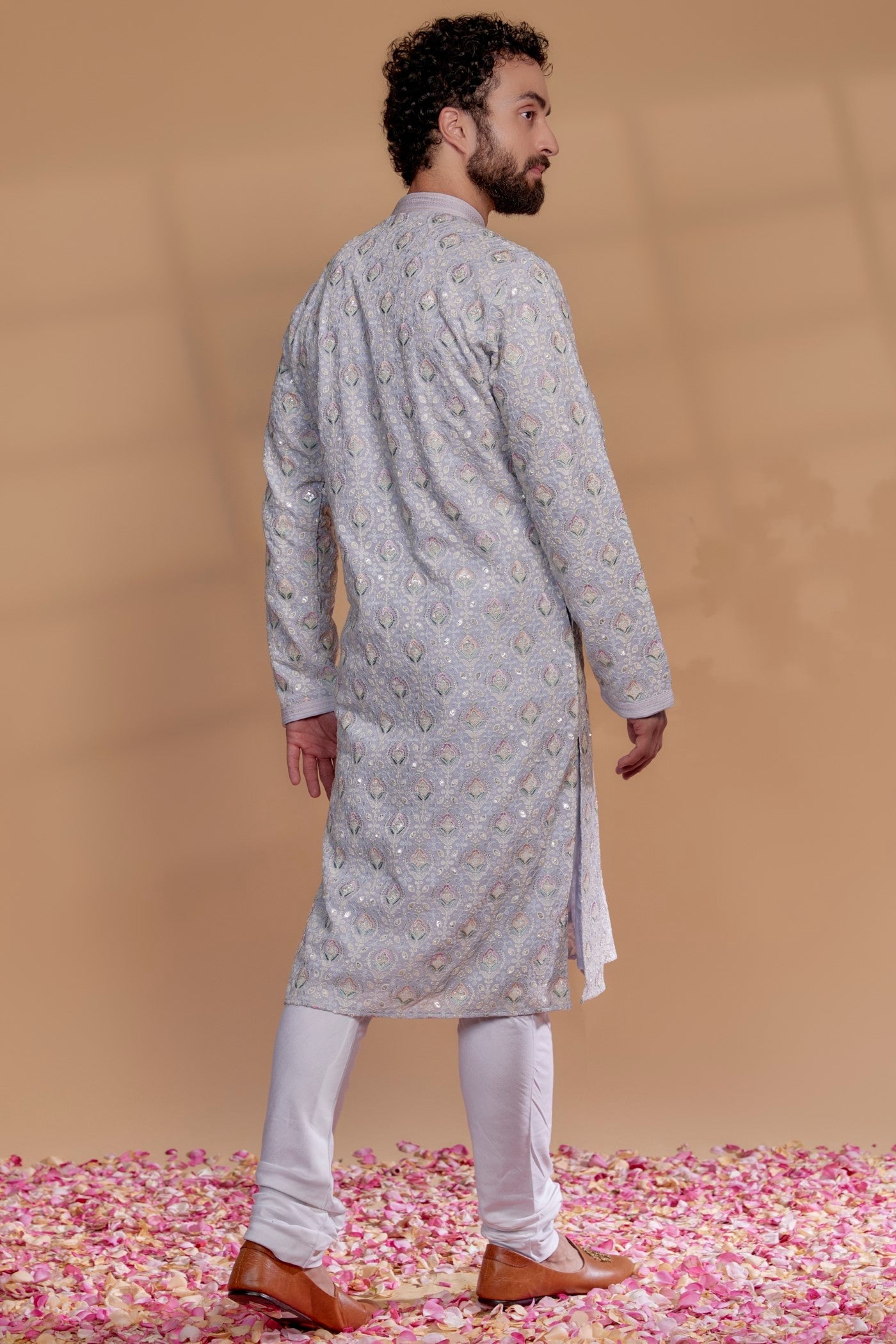 Soft Lilac Banarasi Georgette Kurta Set