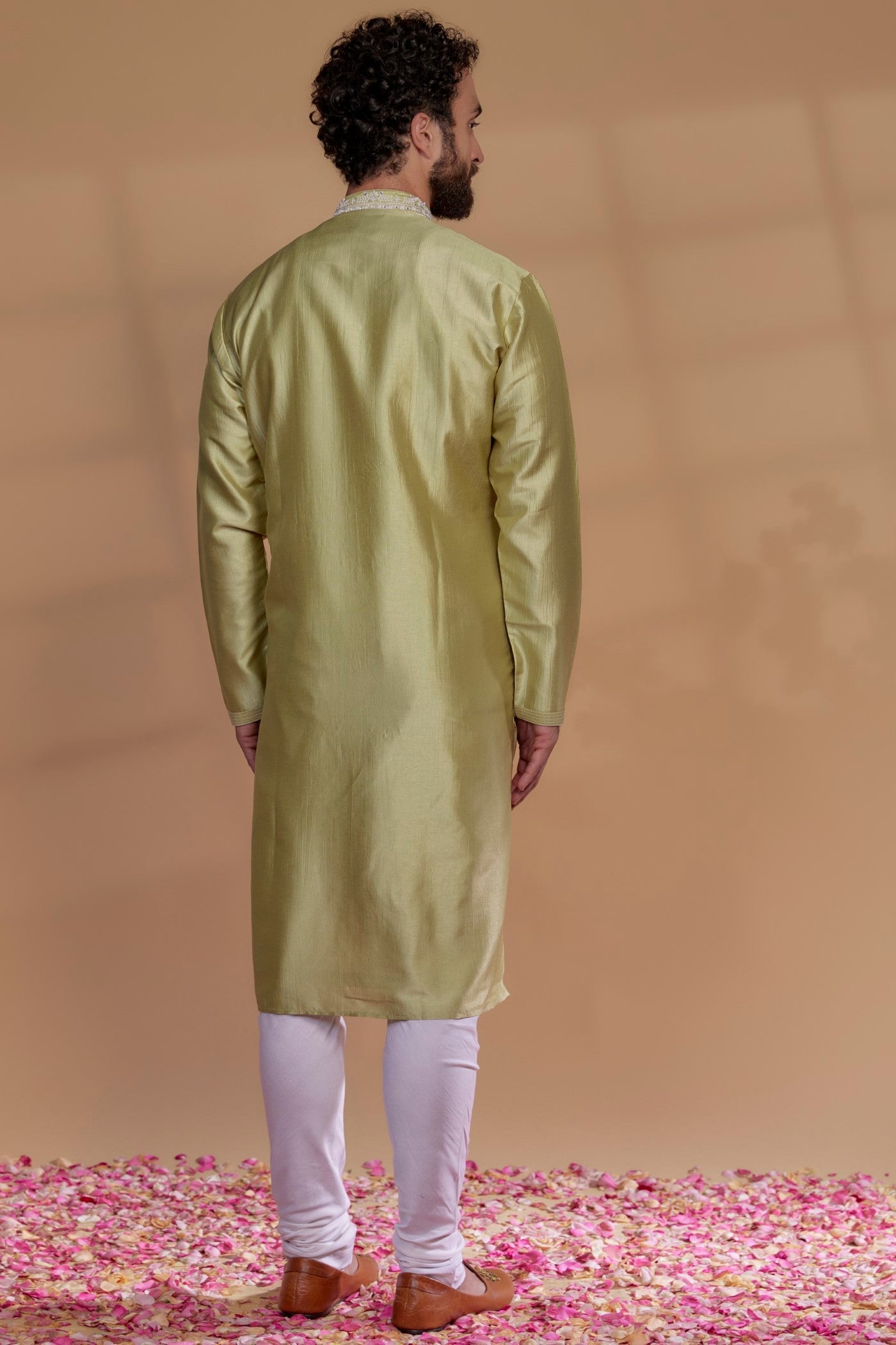 Rich Golden Banarasi Silk Thread Embroidered Kurta Set