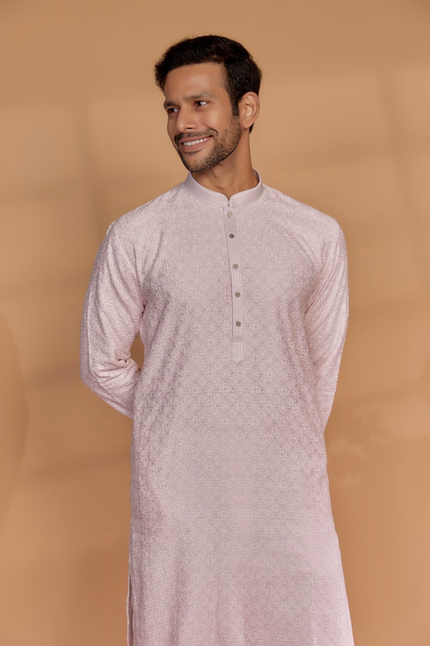 Baby Pink Lucknowi Georgette Kurta Set