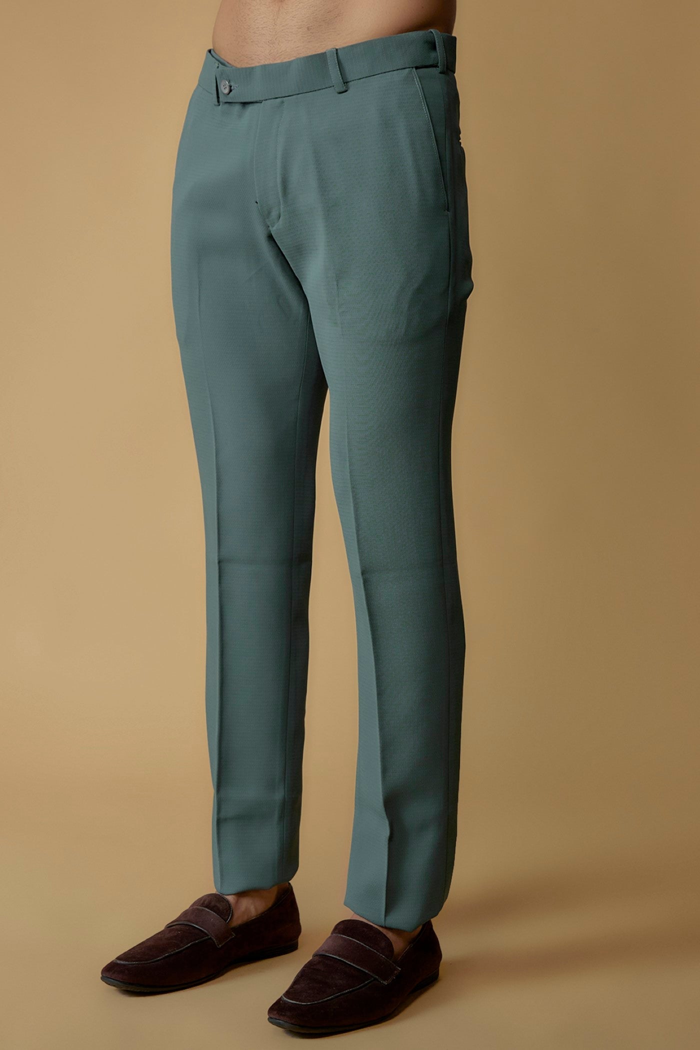 Teal Blue Japanese Suiting Fabric Bandgala Set