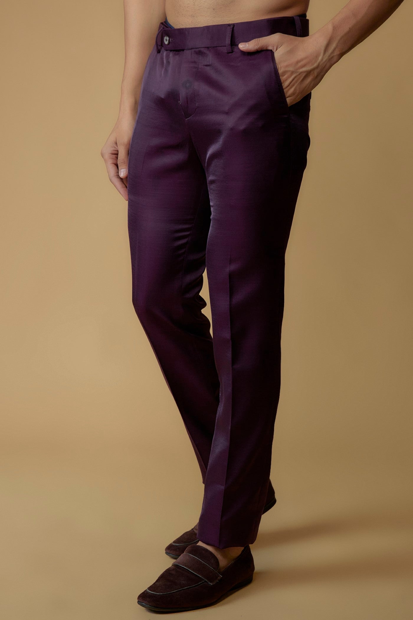 Grape Purple Silk Thread Embroidered Bandhgala Set