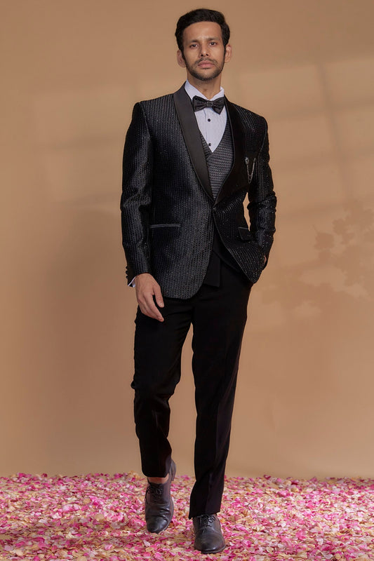 Black Velvet Tuxedo Set