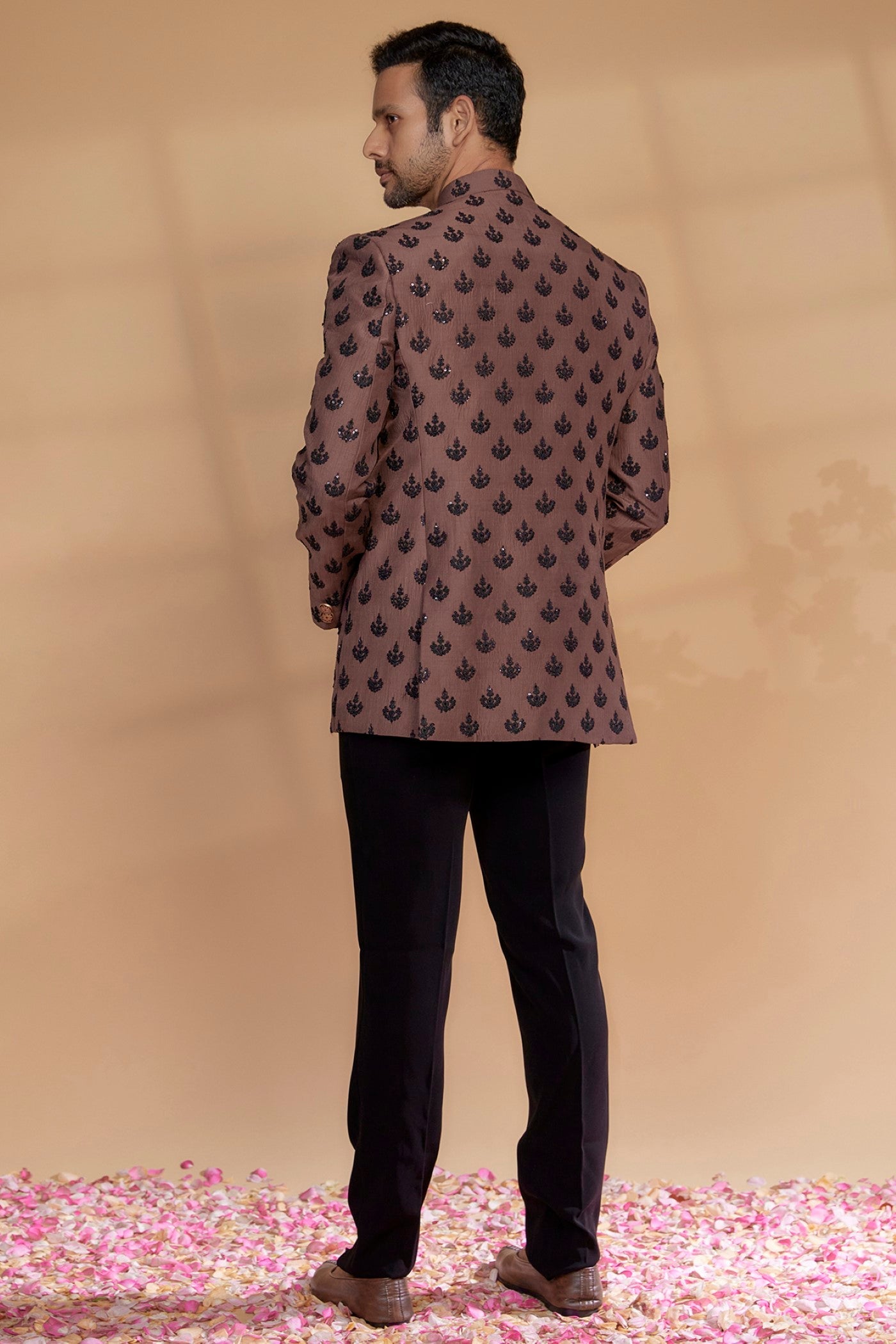 Red Silk Sequinned Jodhpuri Set