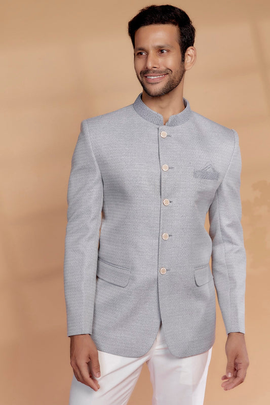 Lavender Jacquard Embroidered Jodhpuri Set
