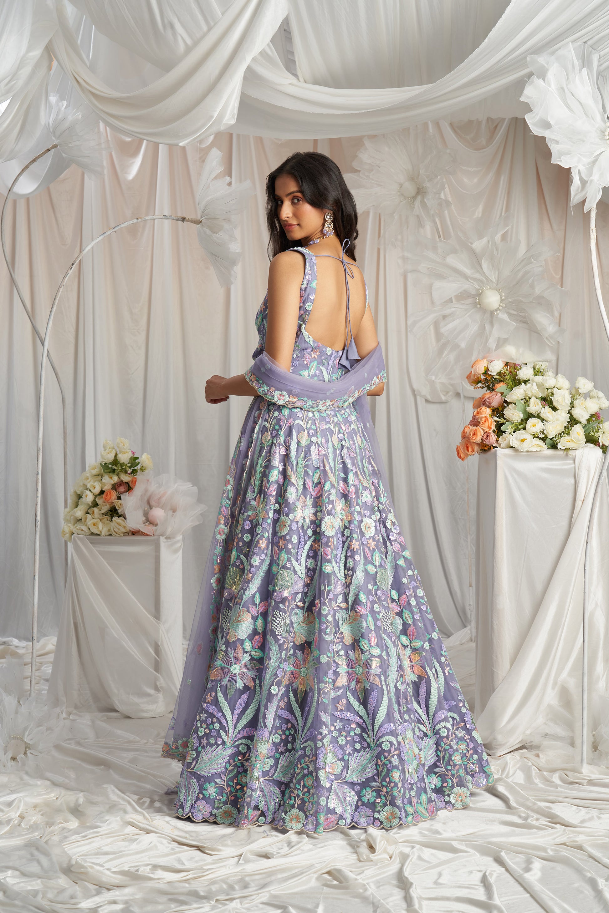 Mauve Net Sequins embroidery Engagement Lehenga Choli Mohi fashion Mauve Net Sequins embroidery Engagement Lehenga Choli Mohi fashion