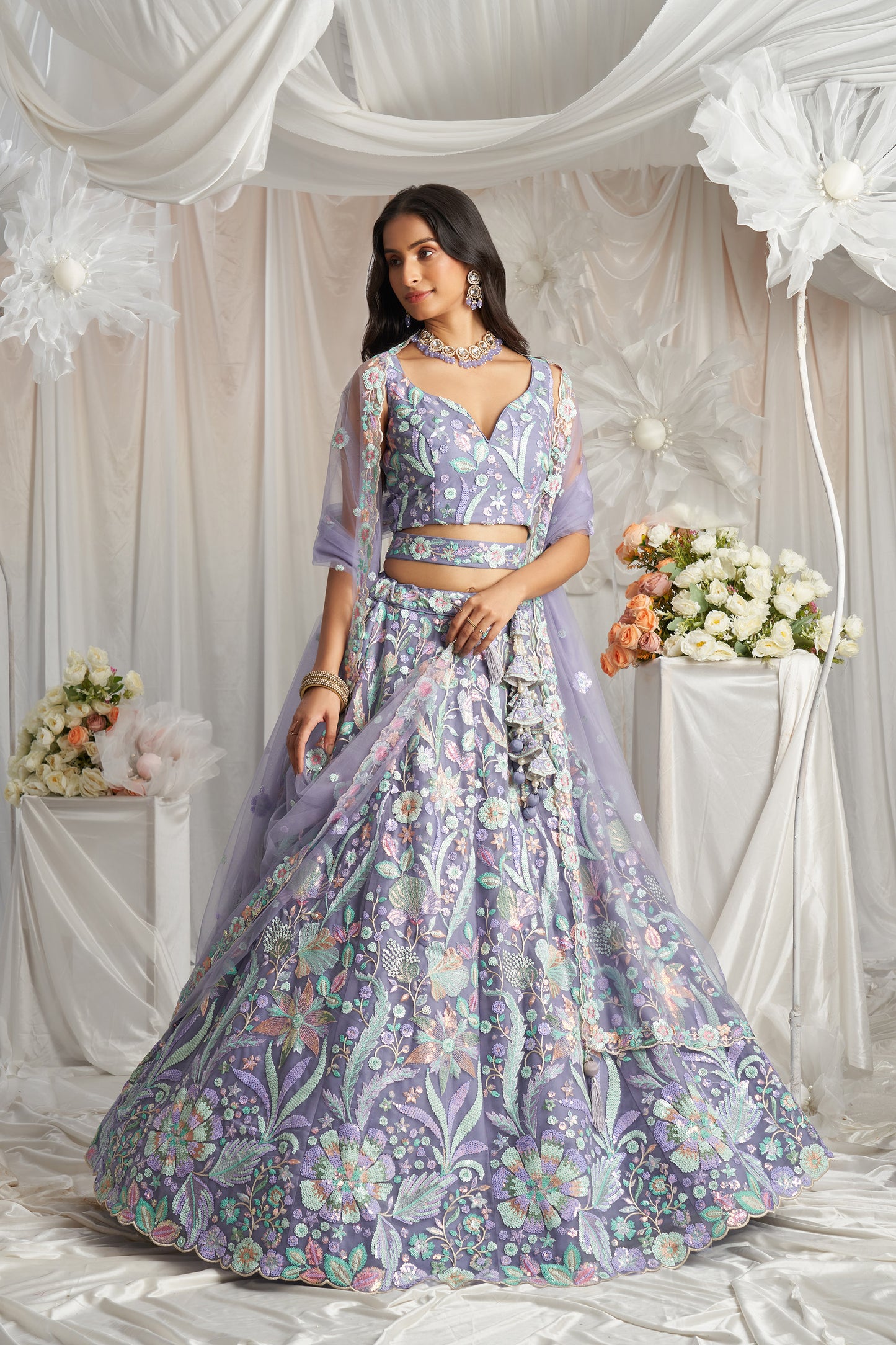 Mauve Net Sequins embroidery Engagement Lehenga Choli Mohi fashion Mauve Net Sequins embroidery Engagement Lehenga Choli Mohi fashion