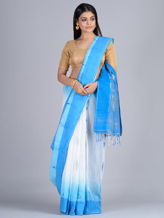 Blue & White Saree