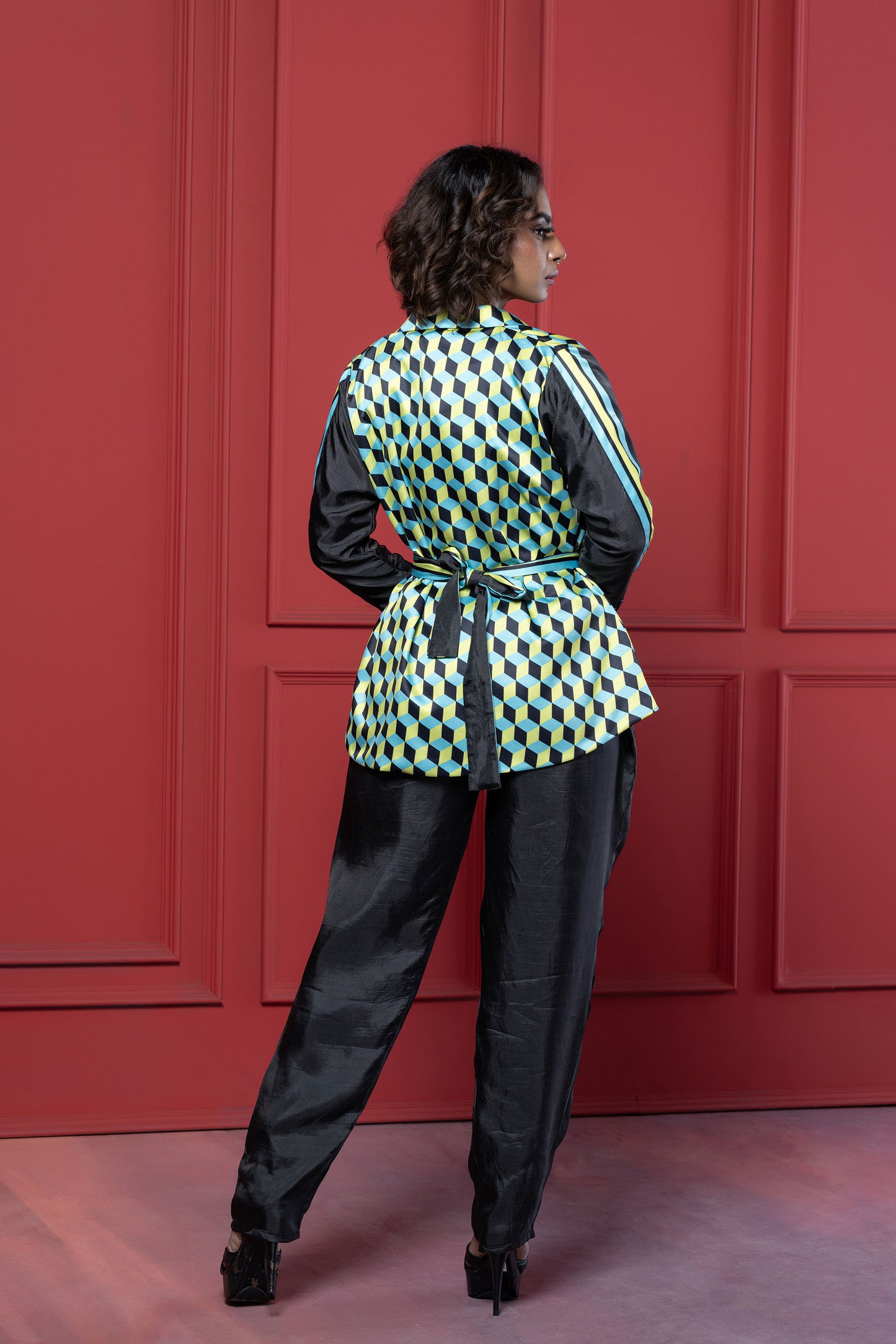 Black Geometric Pant Set