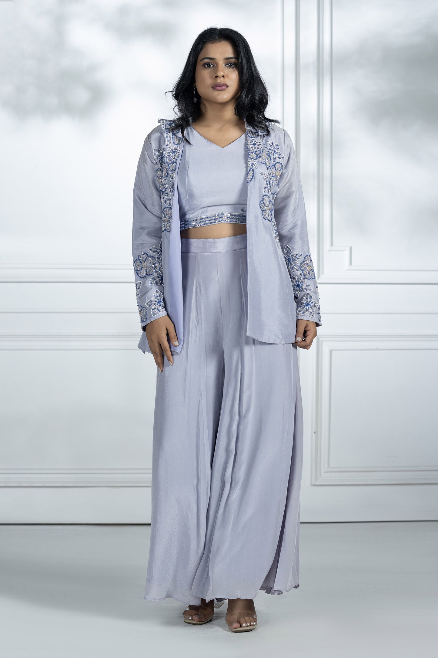 Lilac Upada Silk Blazer Set