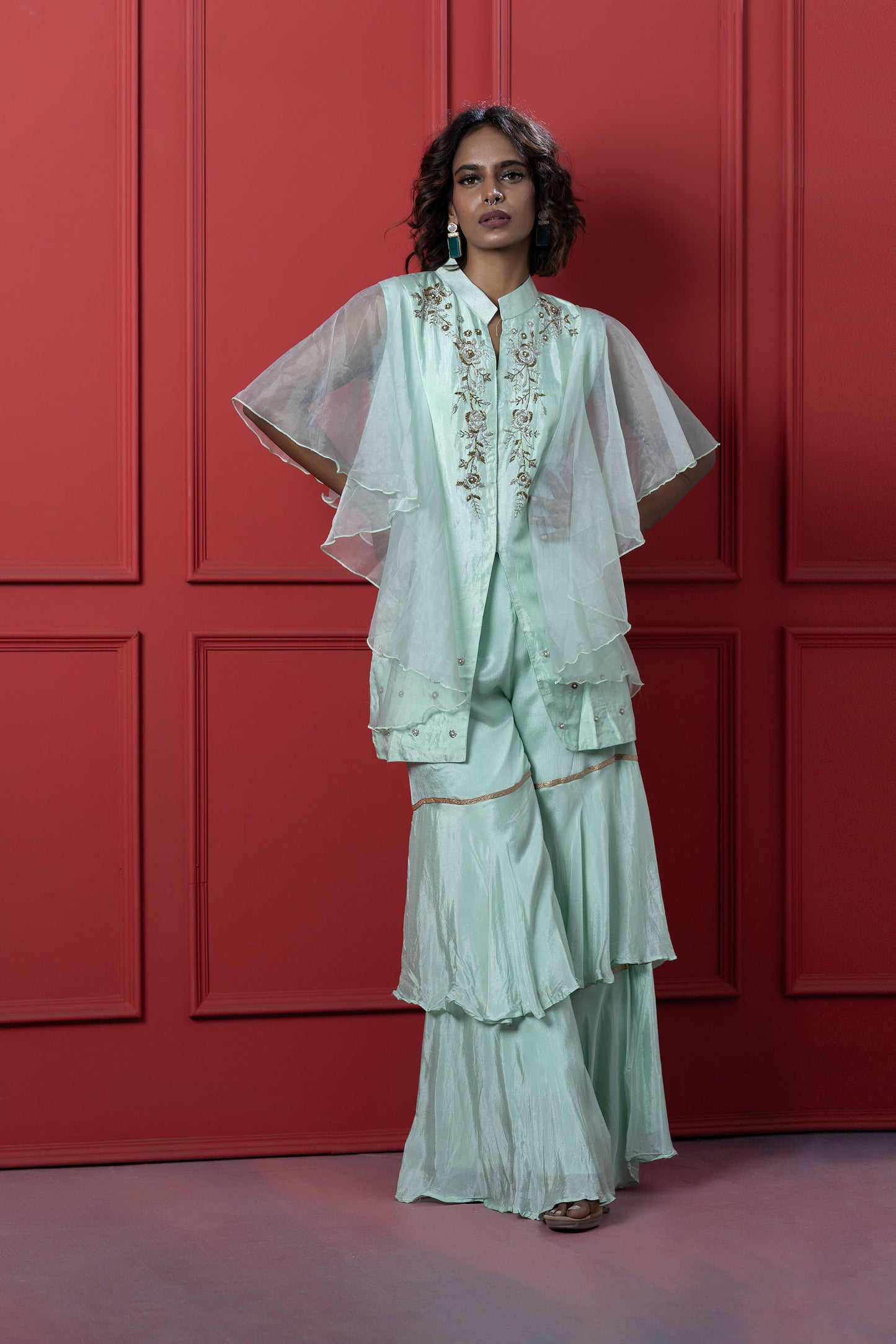 mint green peplum dress Wedding Dress Mint Green Peplum Dress Pastel Mint Green Floral Lace Flutter Sleeve Ball Gown Wedding