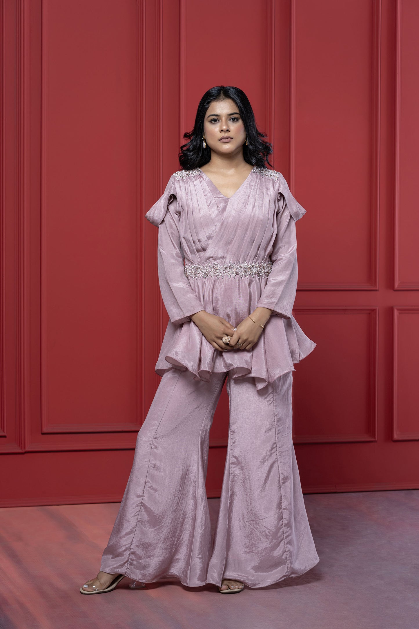 Peplum Upada Crystal Palazzo Set