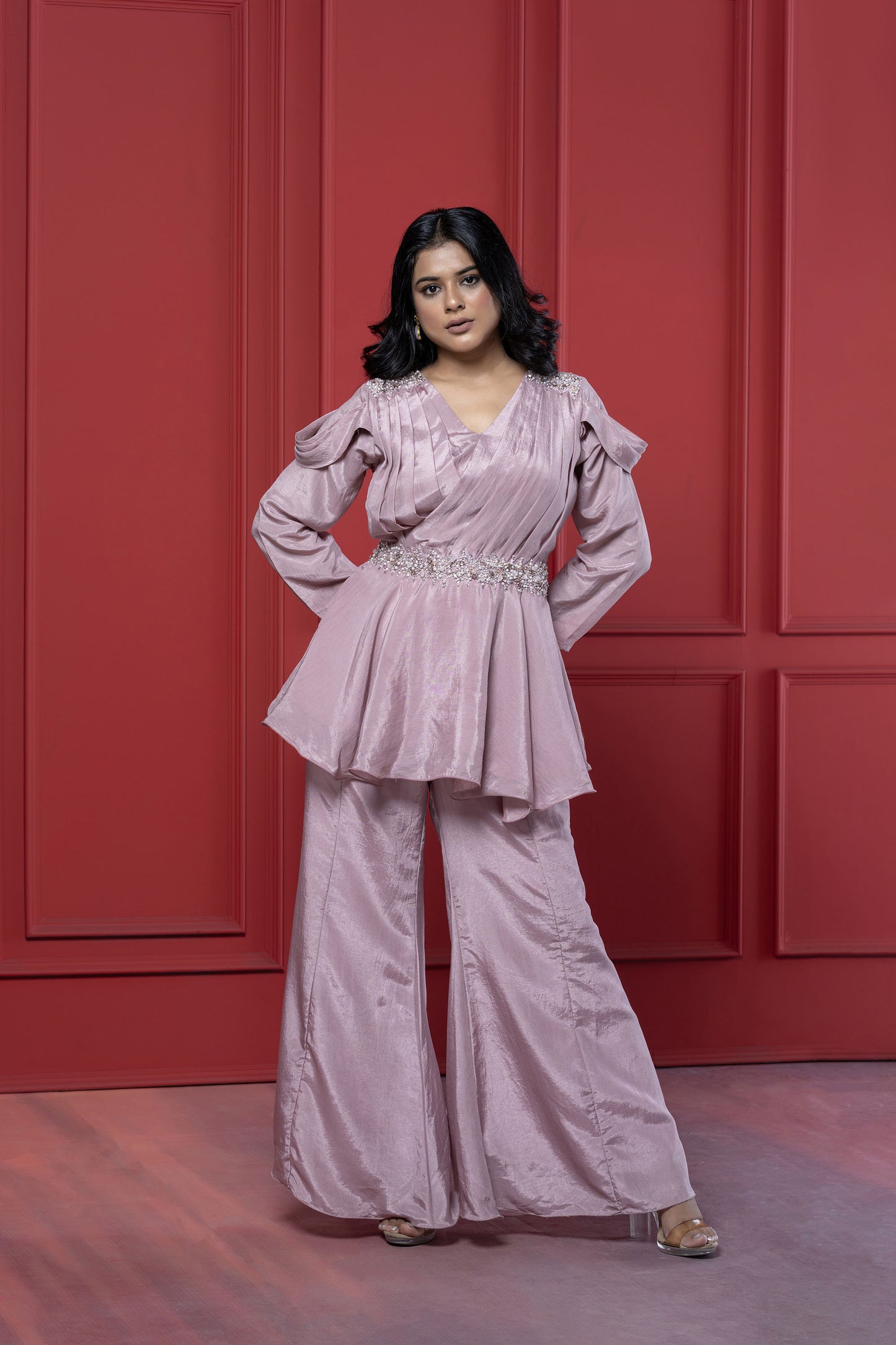 Peplum Upada Crystal Palazzo Set