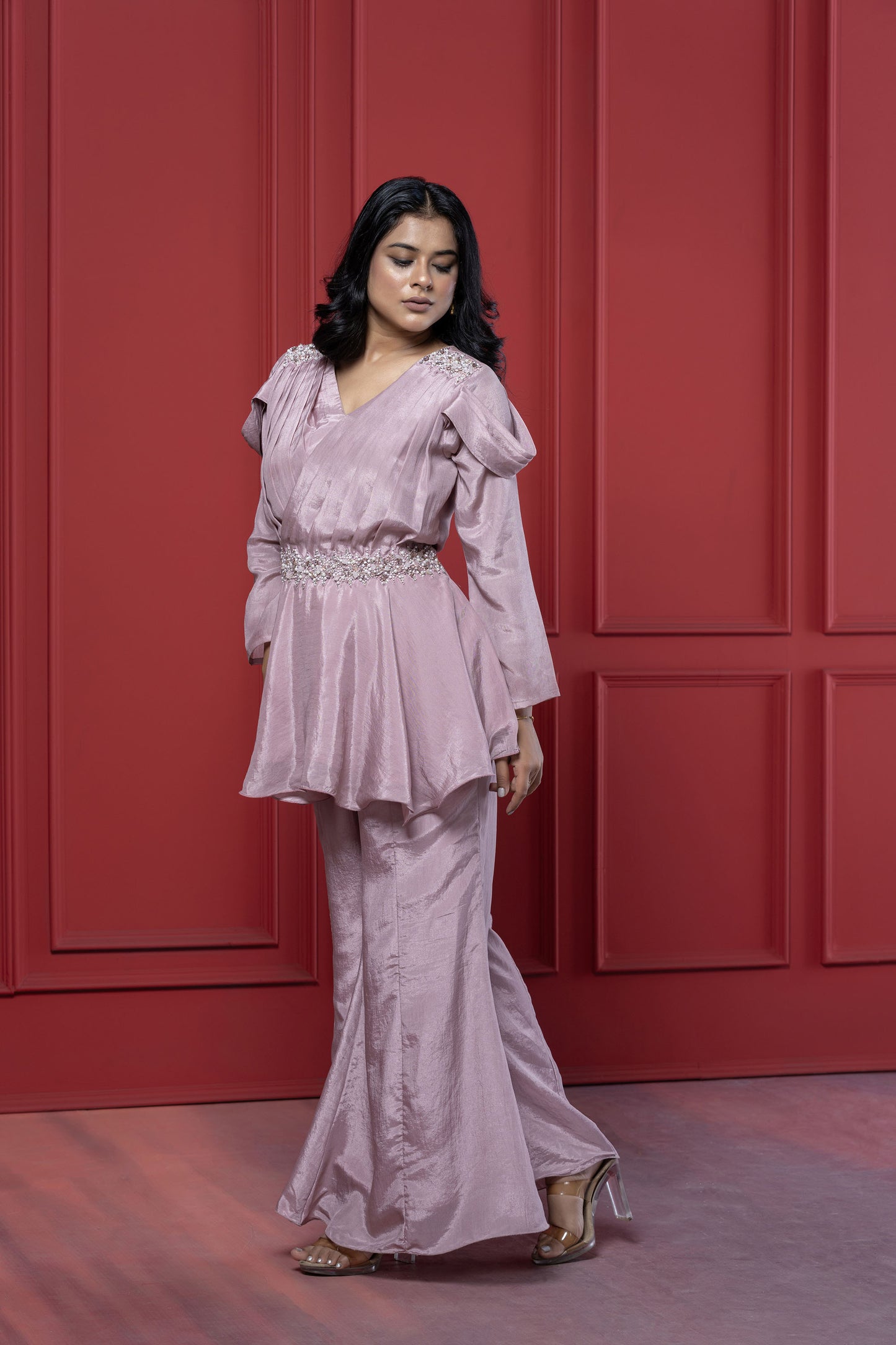 Peplum Upada Crystal Palazzo Set