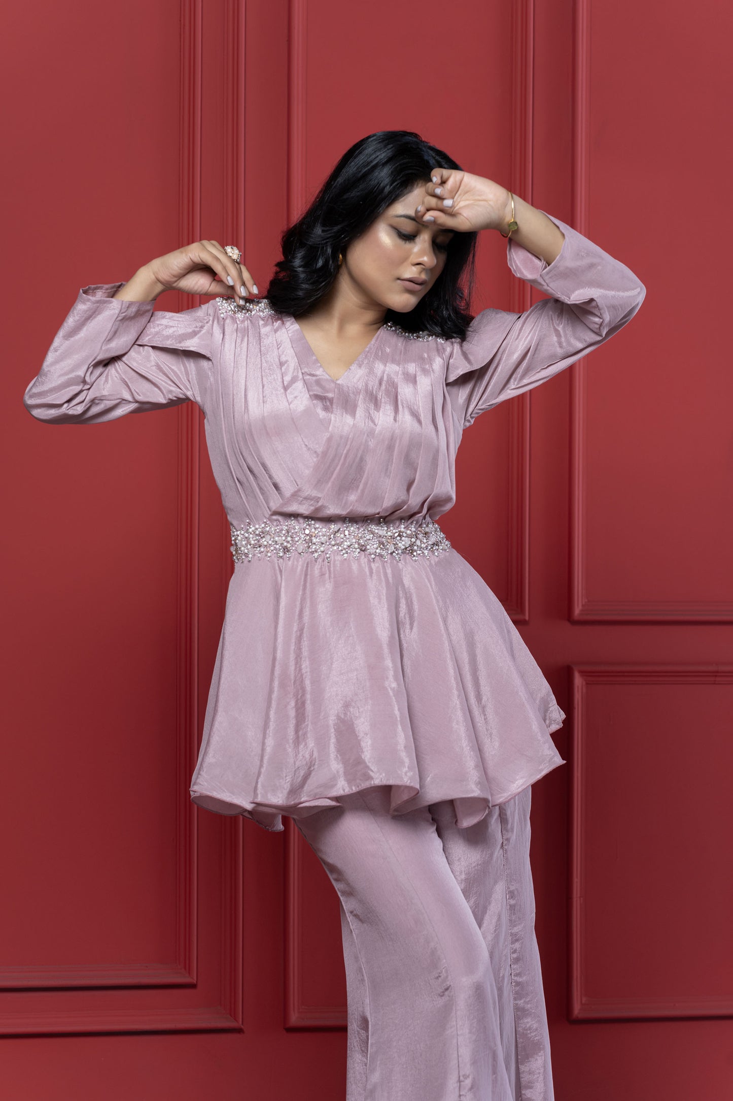 Peplum Upada Crystal Palazzo Set