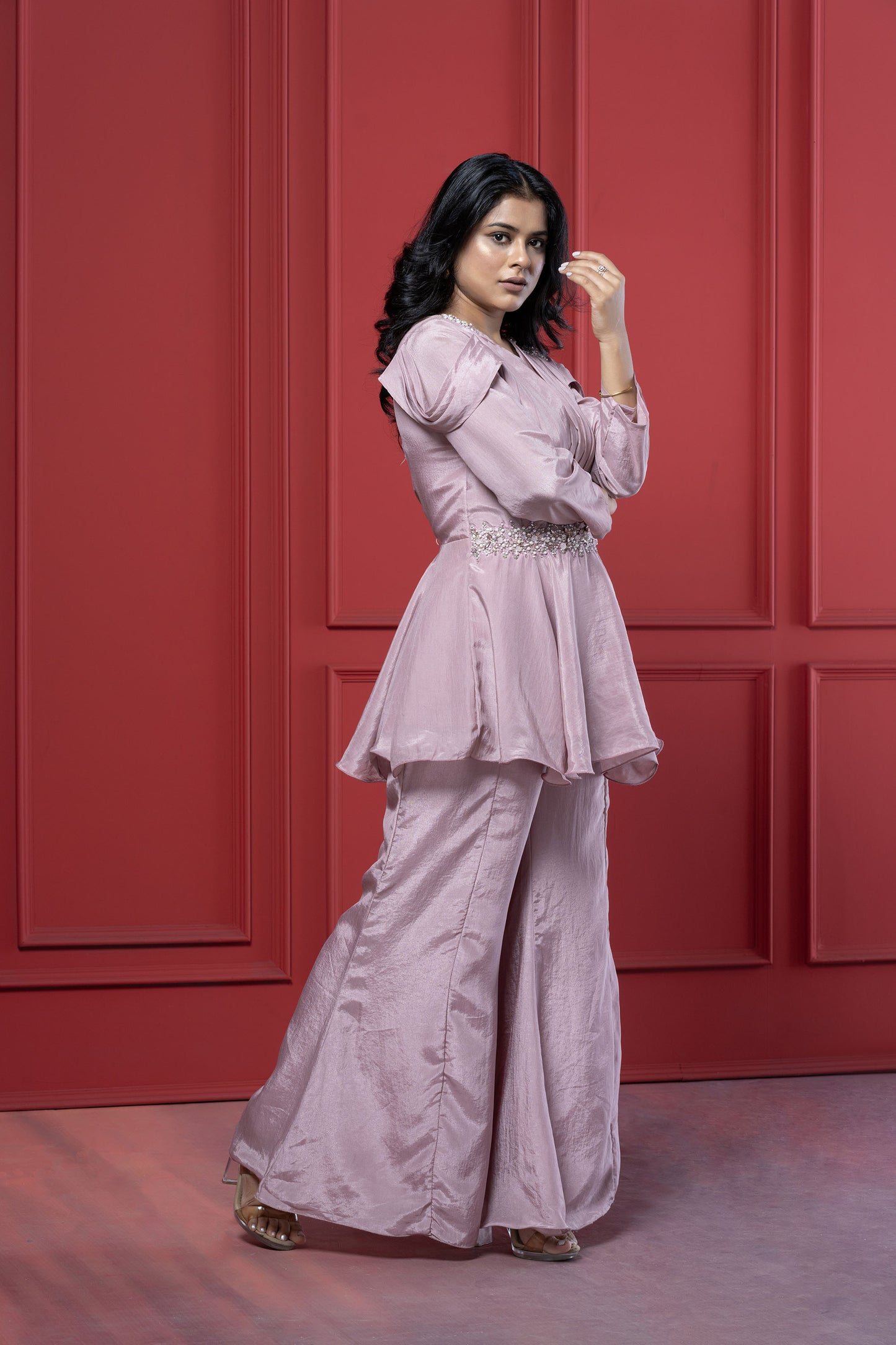 Peplum Upada Crystal Palazzo Set