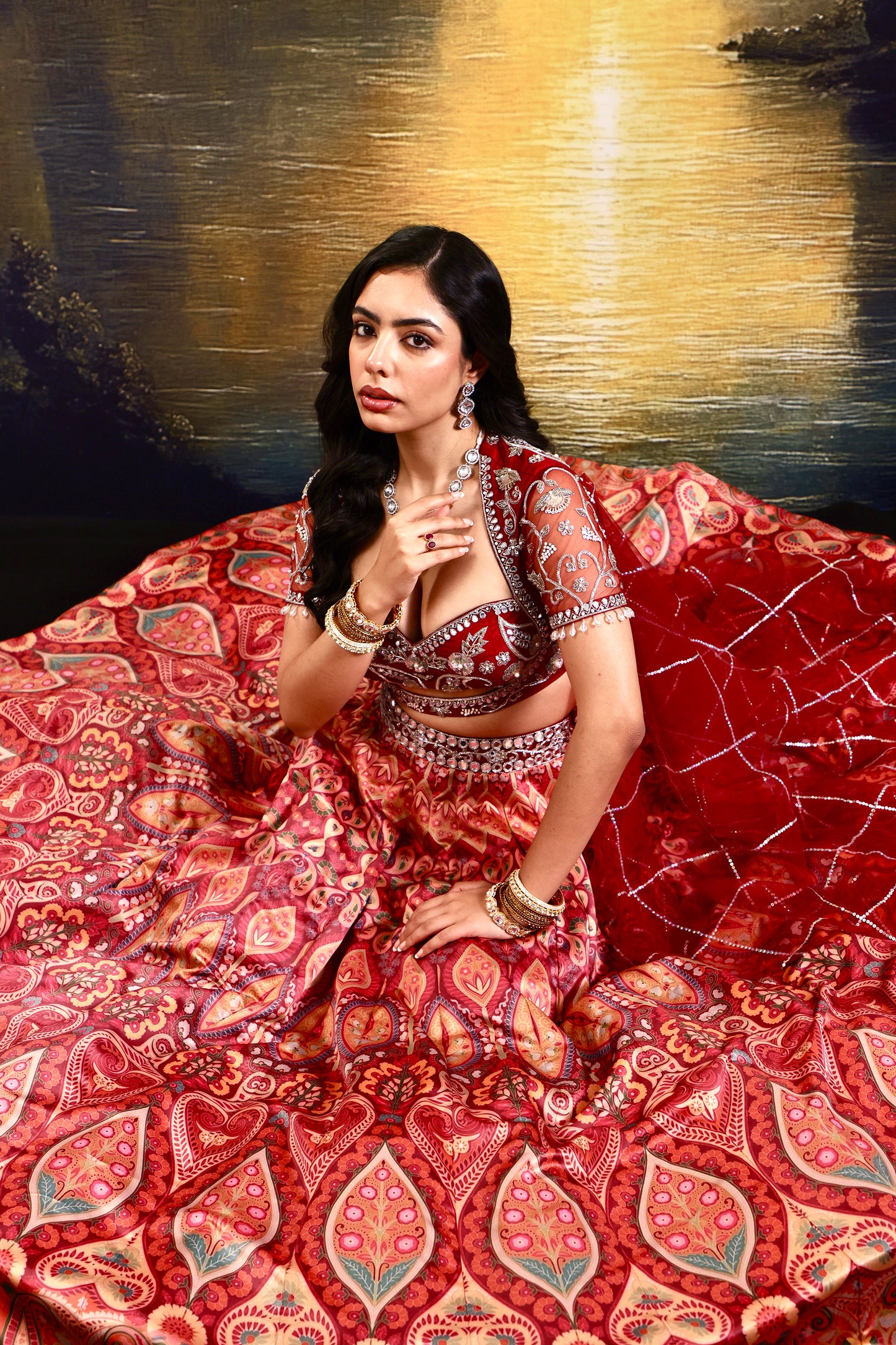 Maroon Noor lehenga set