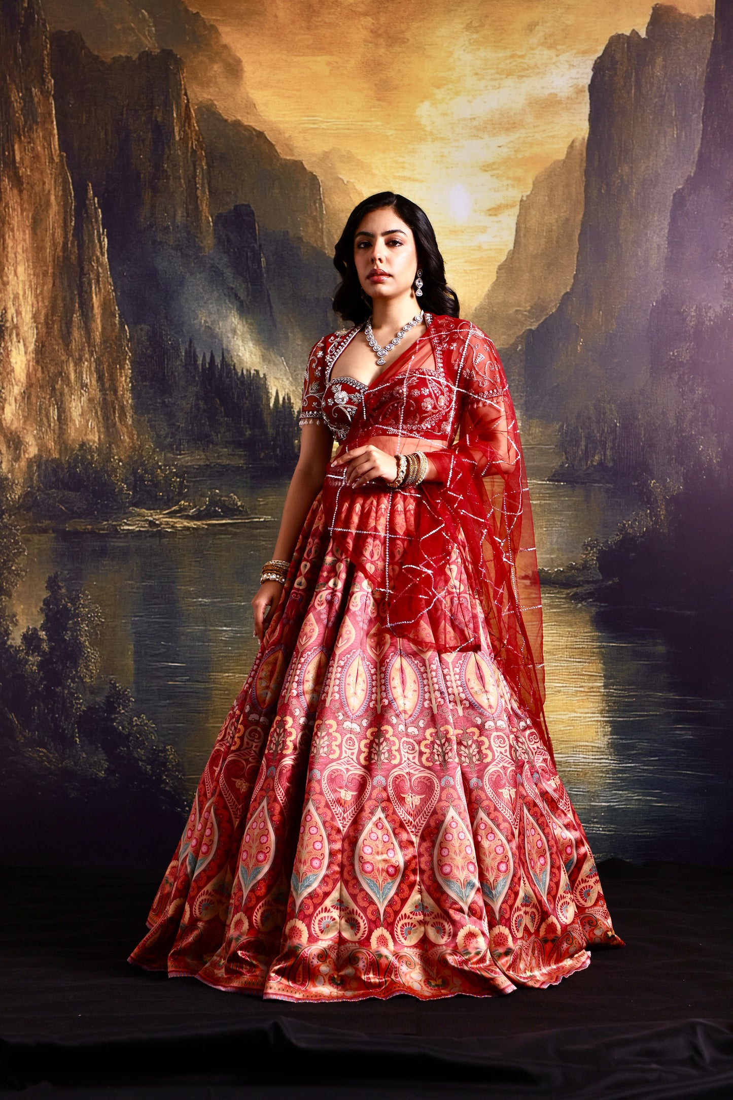 Maroon Noor lehenga set