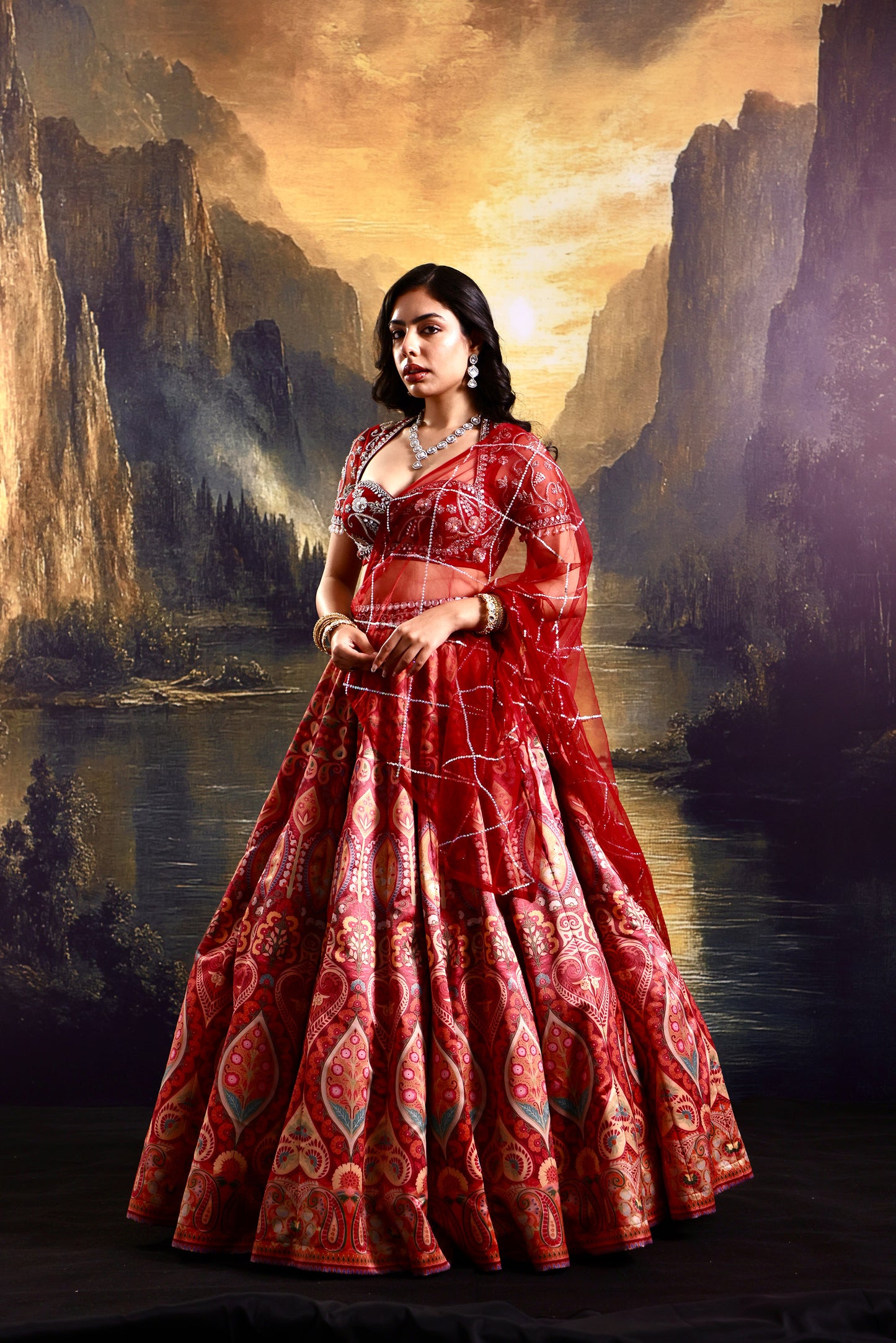 Maroon Noor lehenga set