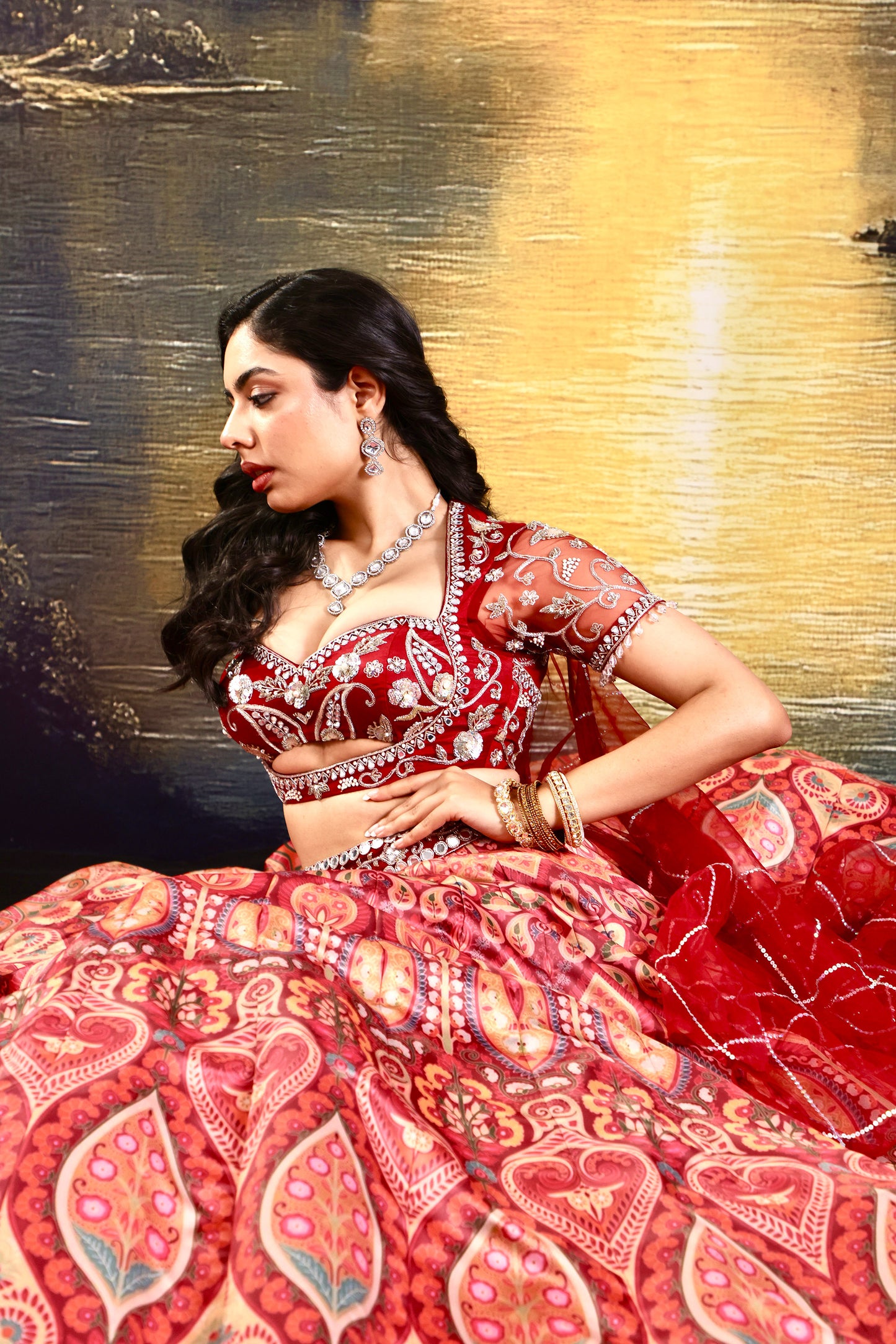 Maroon Noor lehenga set