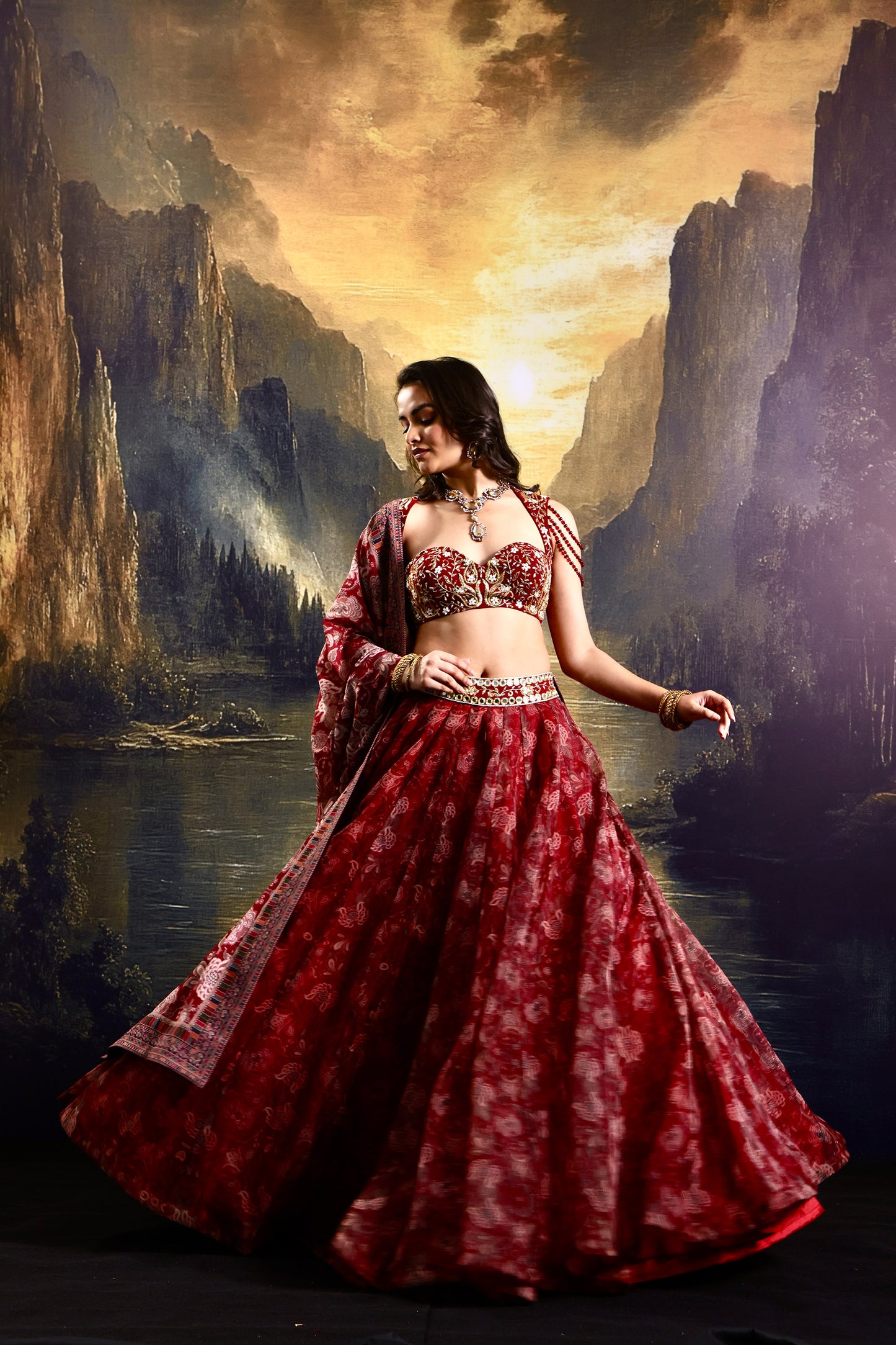 Maroon Khoob lehenga set