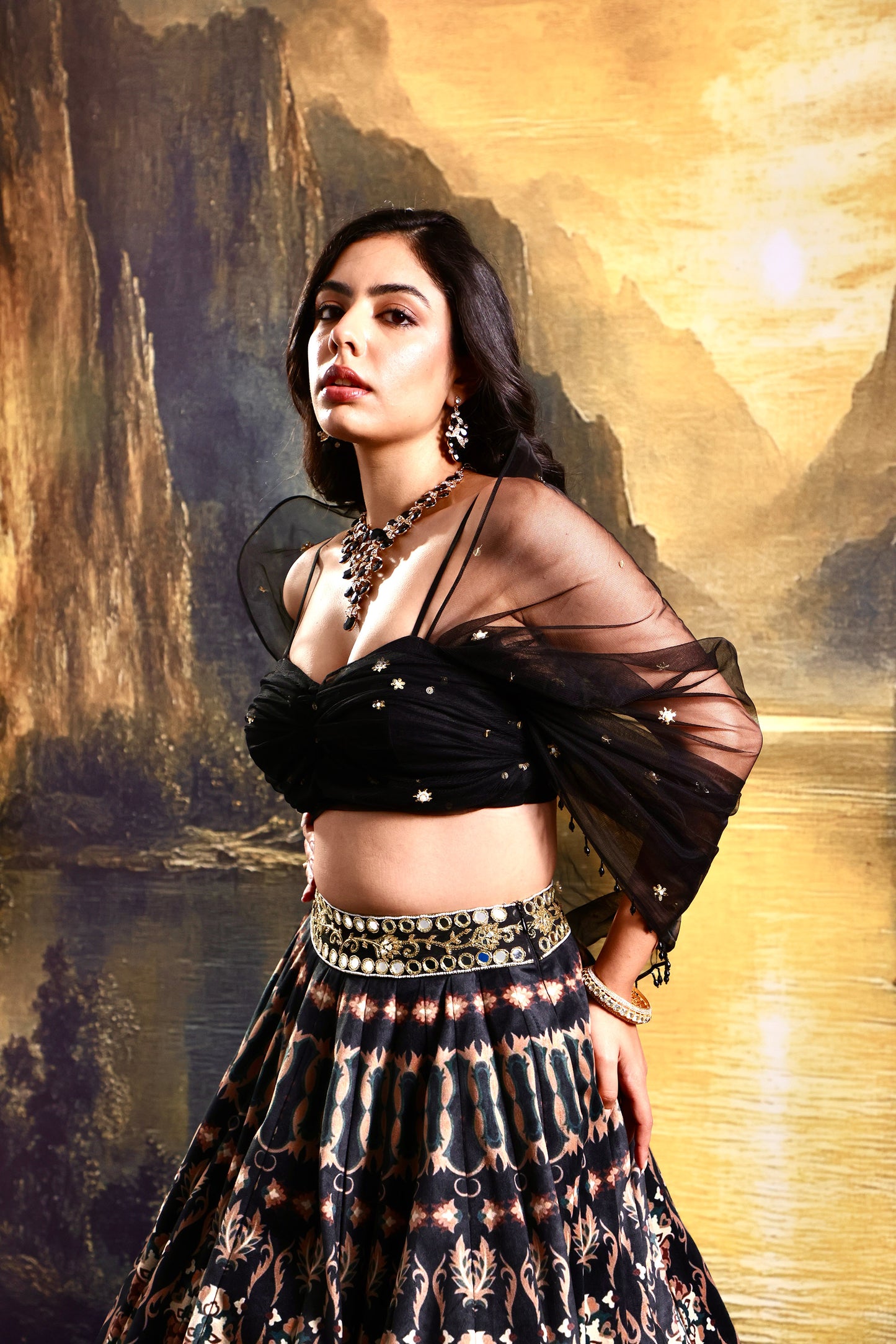 Black Jeeya lehnaga set