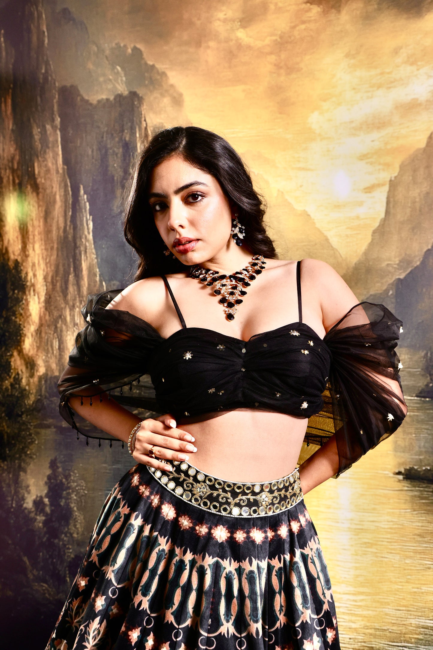 Black Jeeya lehnaga set